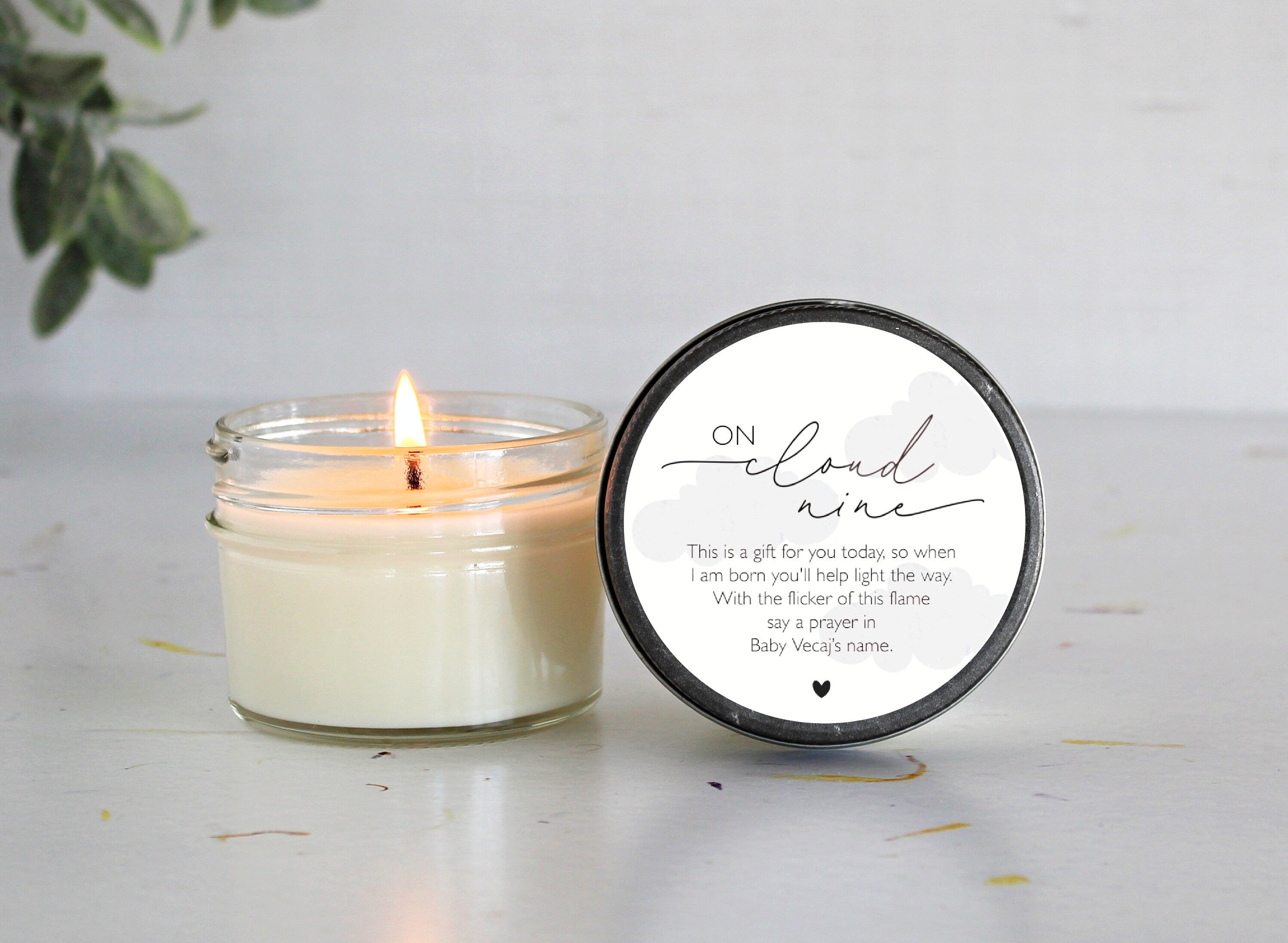 On Cloud Nine Baby Shower Favors / 4 oz Candle Favors / Baby Boy Shower / Baby Girl Shower / Baby Shower Gift / Personalized / Poem