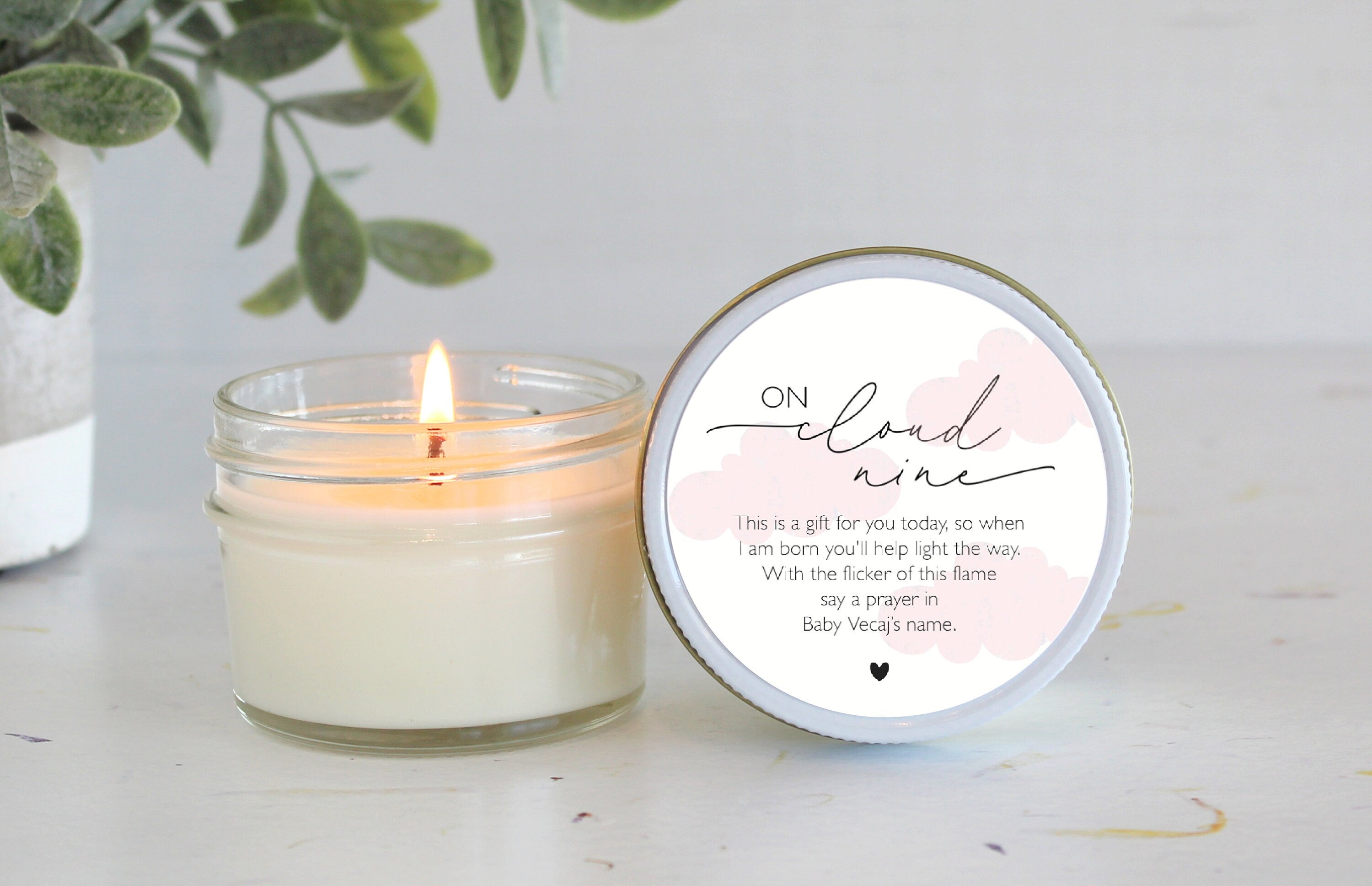 On Cloud Nine Baby Shower Favors / 4 oz Candle Favors / Baby Boy Shower / Baby Girl Shower / Baby Shower Gift / Personalized / Poem