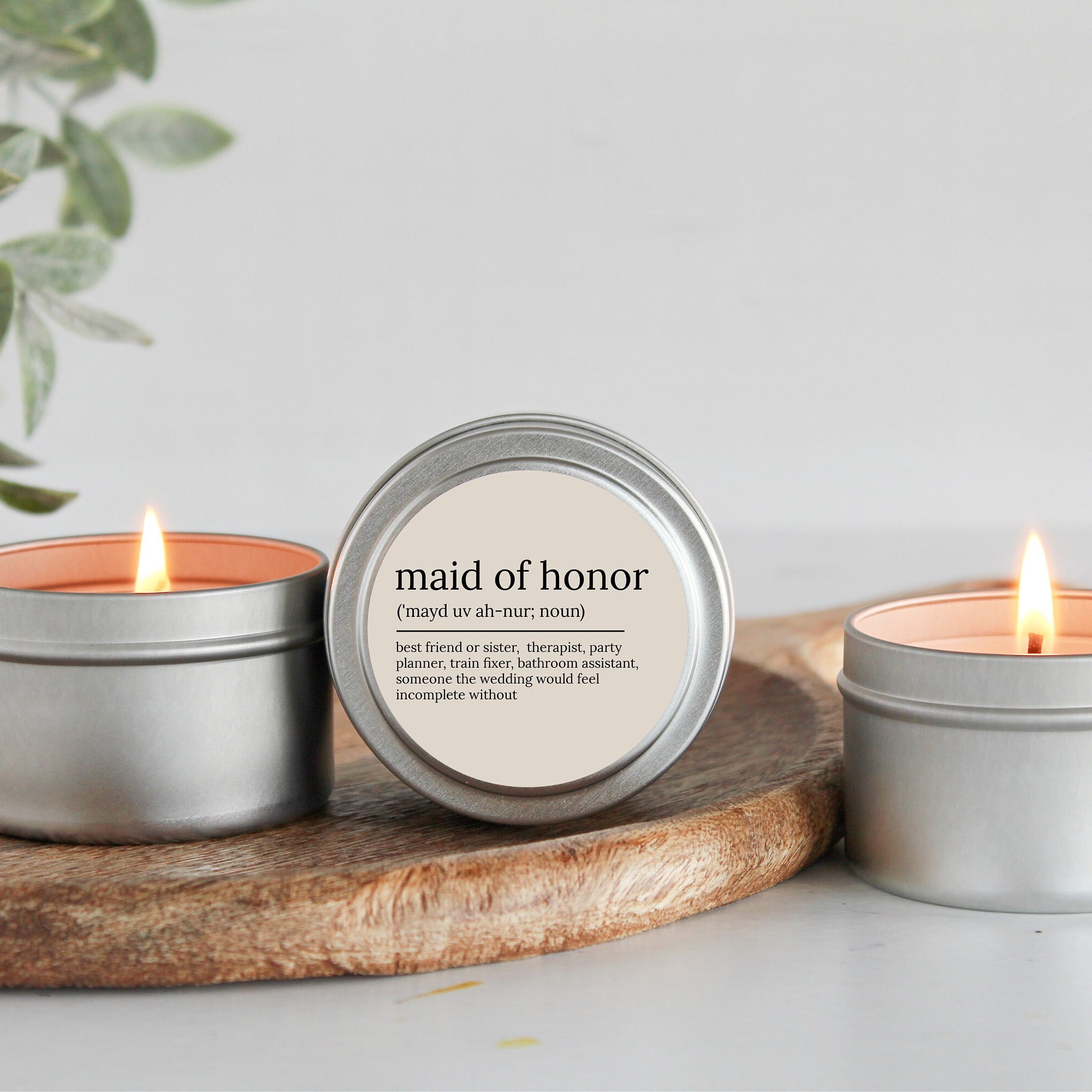 Maid of Honor Proposal Gift / Maid of Honor noun candle / Soy Candle Tin / Small Bridal Party Gift / Bridal Party Box Idea / Best Friend