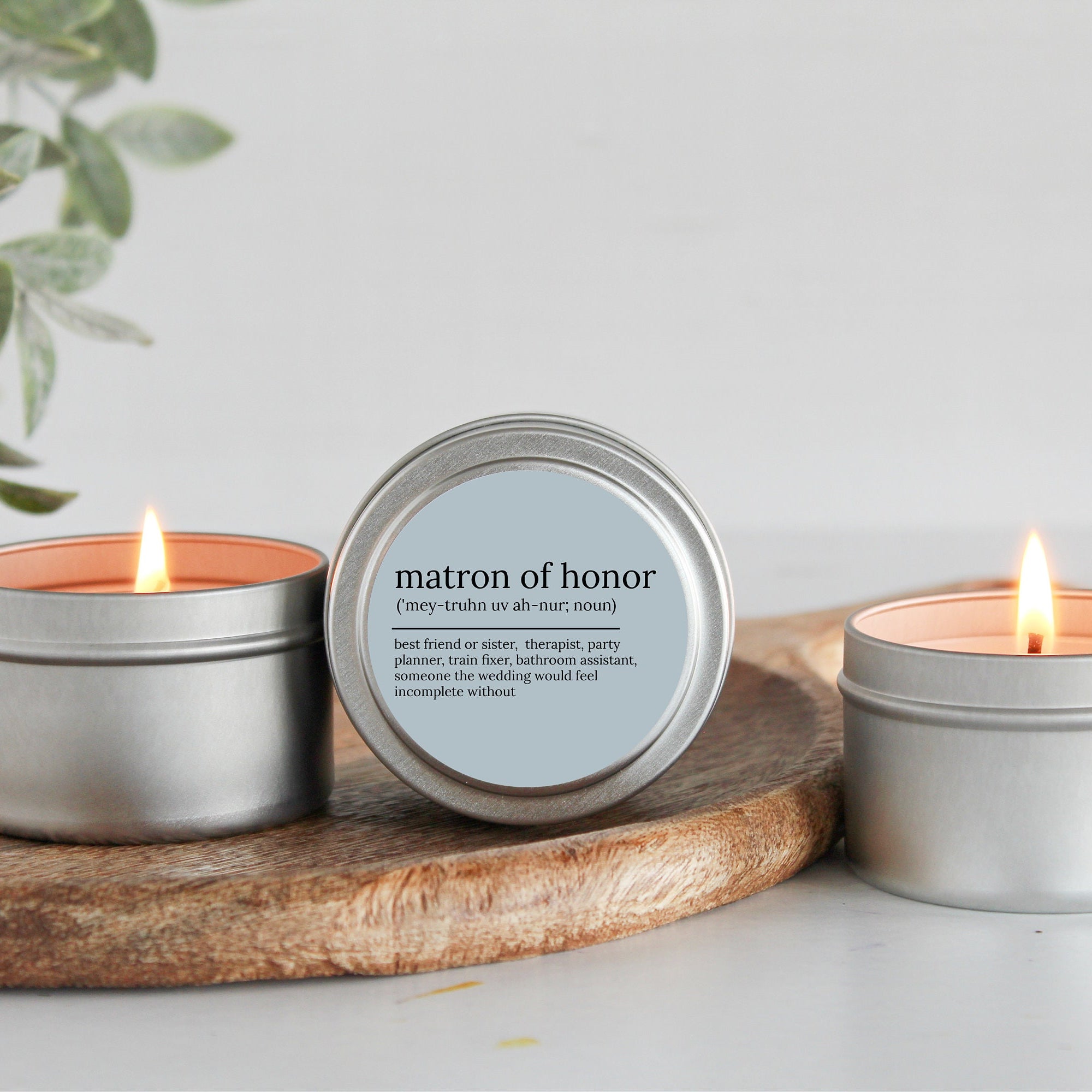 Matron of Honor Proposal Gift / Matron of Honor noun candle / Soy Candle Tin / Small Bridal Party Gift / Bridal Party Box Idea / Sister