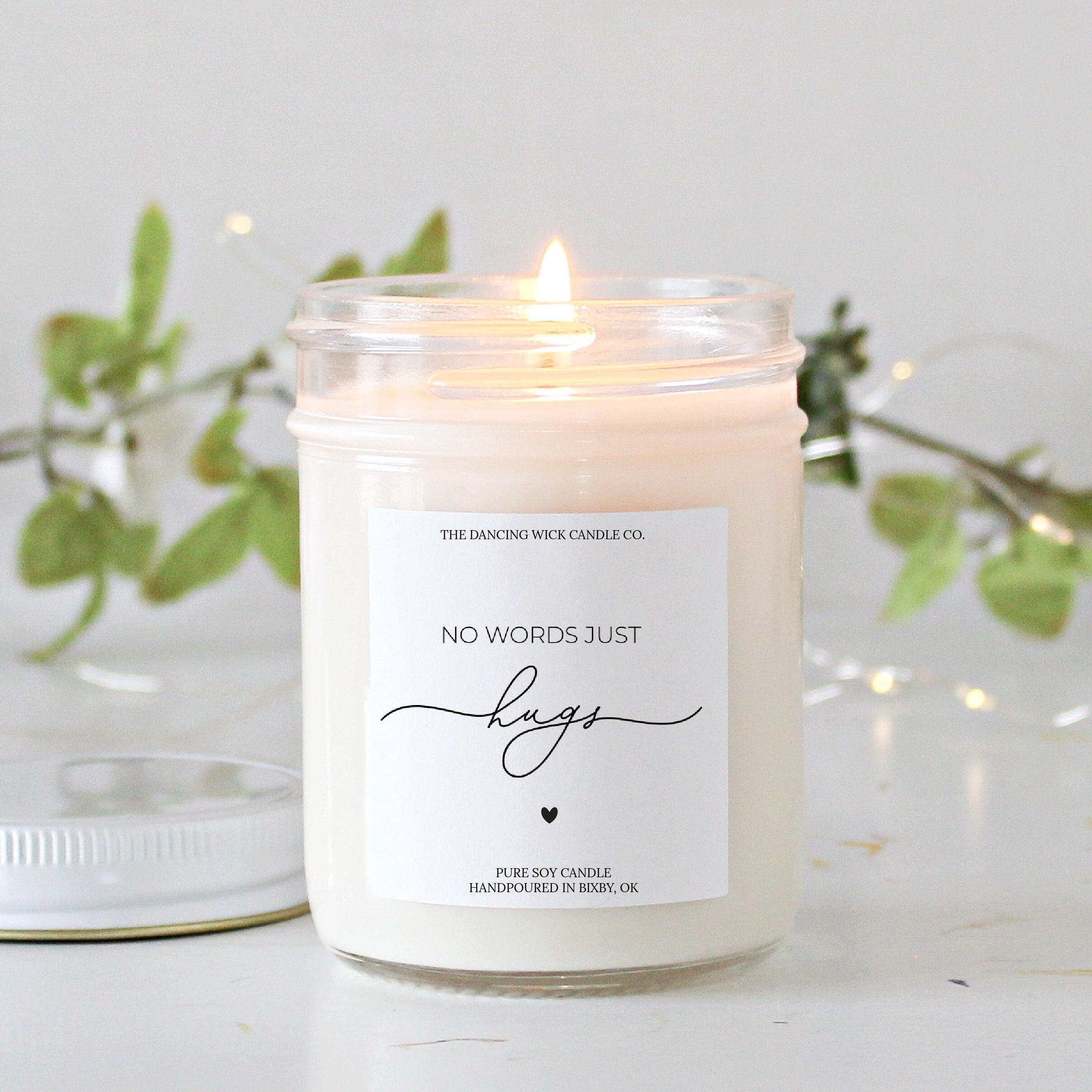 No words just hugs candle / Personalized Soy Candle / Thinking of you gifts / Gift for friend Get Well Soon Sympathy Sorry For Your Loss