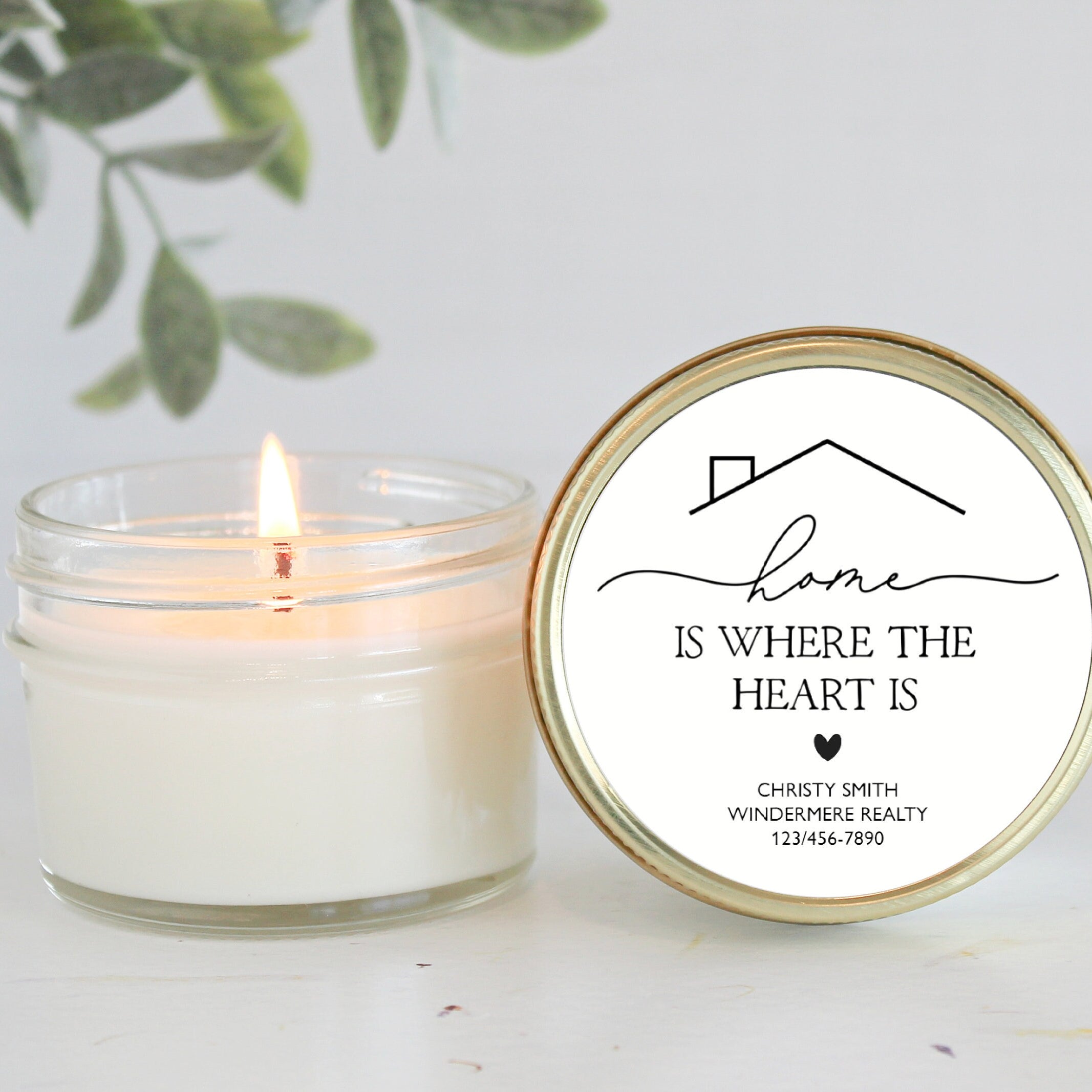 Welcome Home personalized 4oz candle favors / Realtor Gift / Closing Gift / New Home / First Time Homeowner / Mortgage Gift / Title Company