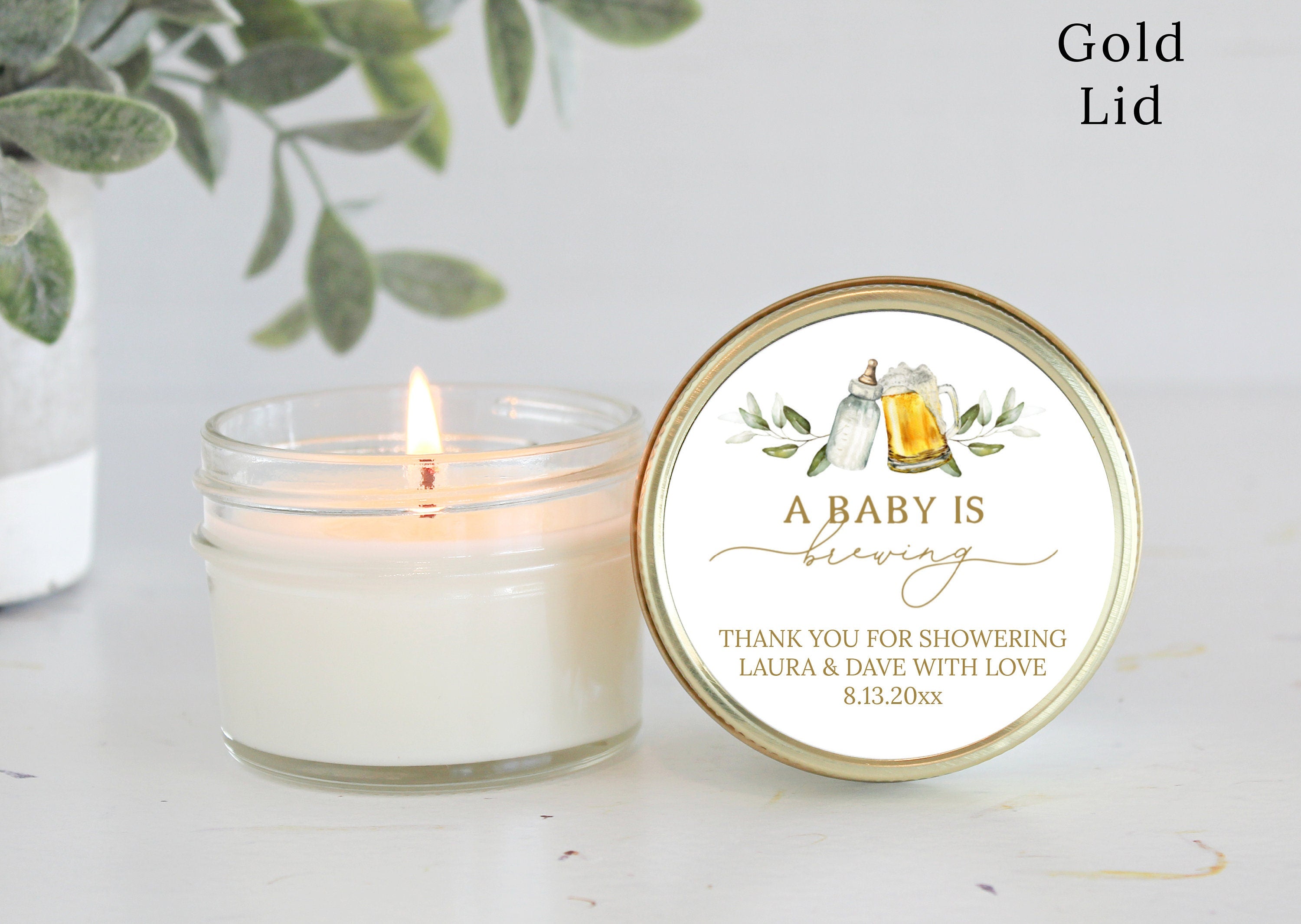 A Baby is Brewing / 4 oz Soy Candle Favor / Boy Baby Shower / Girl Baby Shower / Coed Baby Shower / Custom Party Favors Coffee Beer Bottle