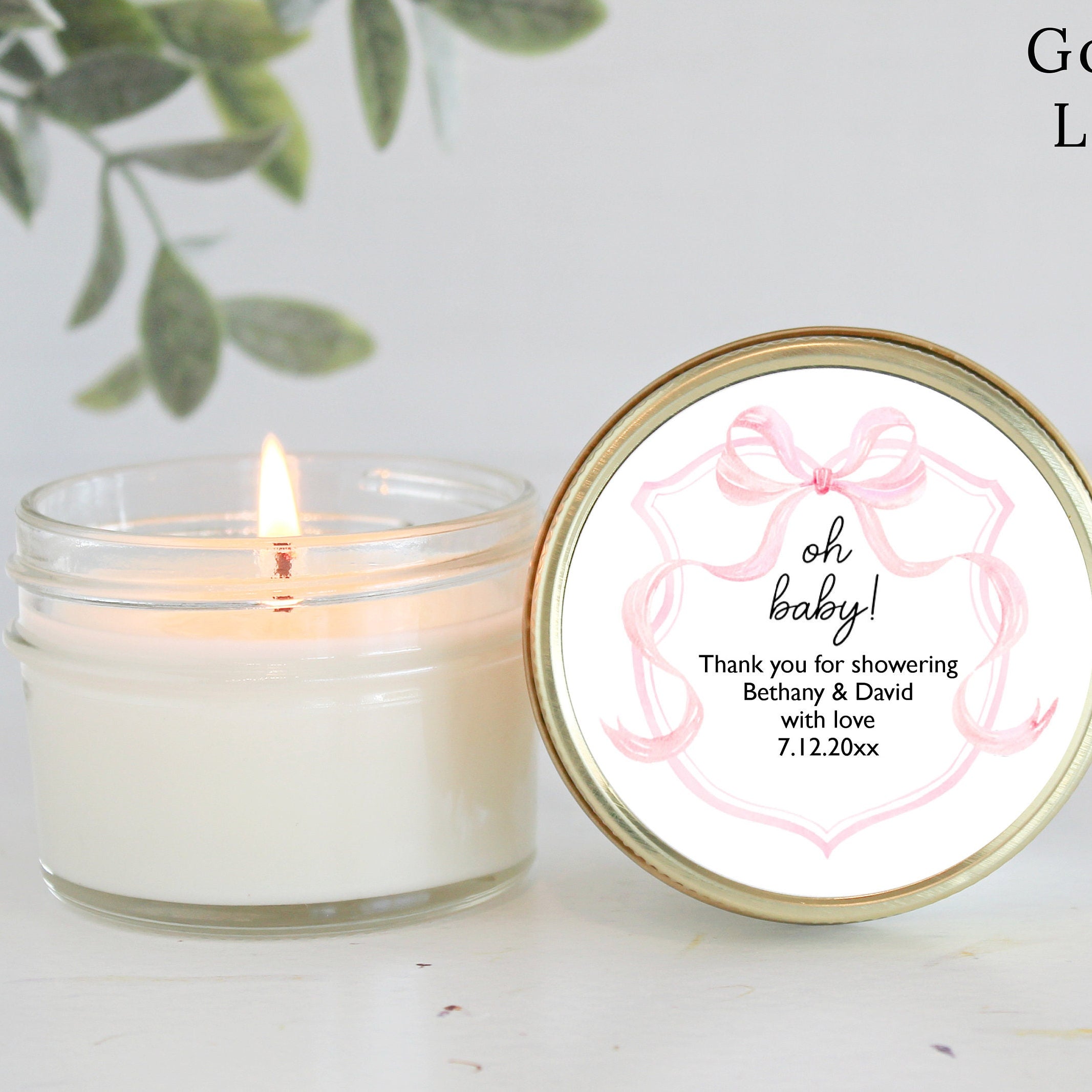 Pink Bow Baby Shower Favors / 4 oz Soy Candle Favor / Girl Baby Shower / Party Favors Blush Bow / Coquette Baby Shower / Bridal Shower