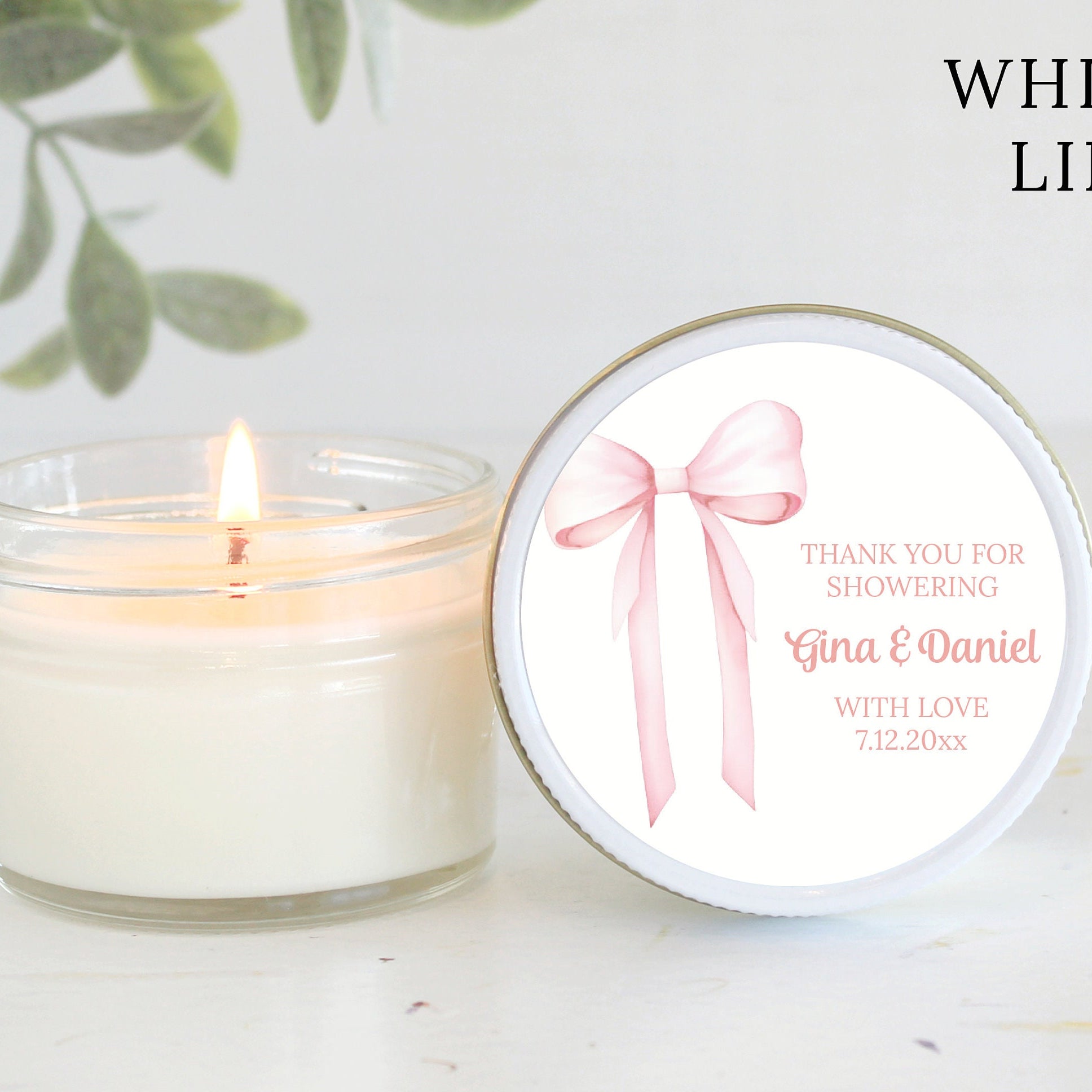 Pink Bow Baby Shower Favors / 4 oz Soy Candle Favor / Girl Baby Shower / Party Favors Blush Bow / Coquette Baby Shower / Bridal Shower