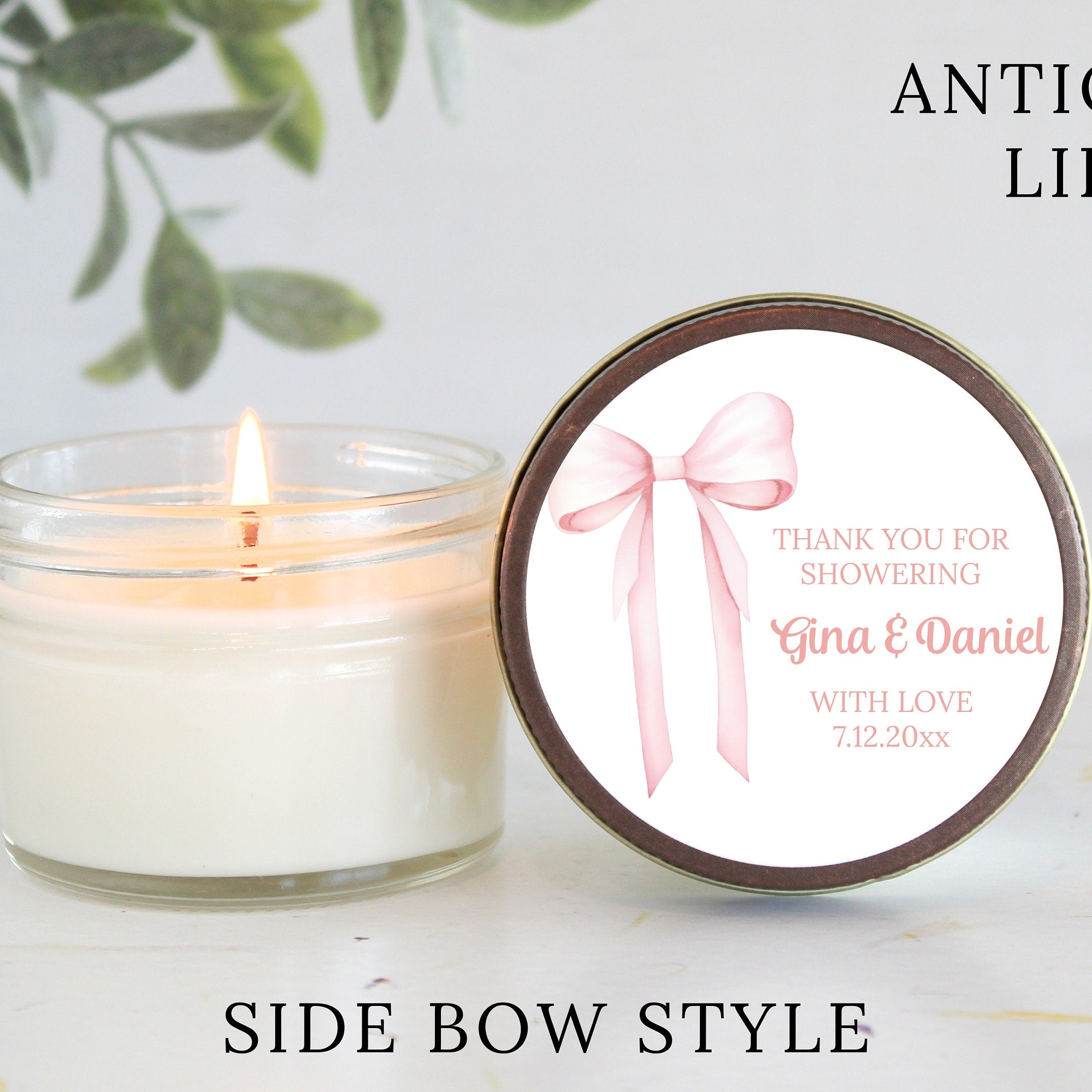 Pink Bow Baby Shower Favors / 4 oz Soy Candle Favor / Girl Baby Shower / Party Favors Blush Bow / Coquette Baby Shower / Bridal Shower