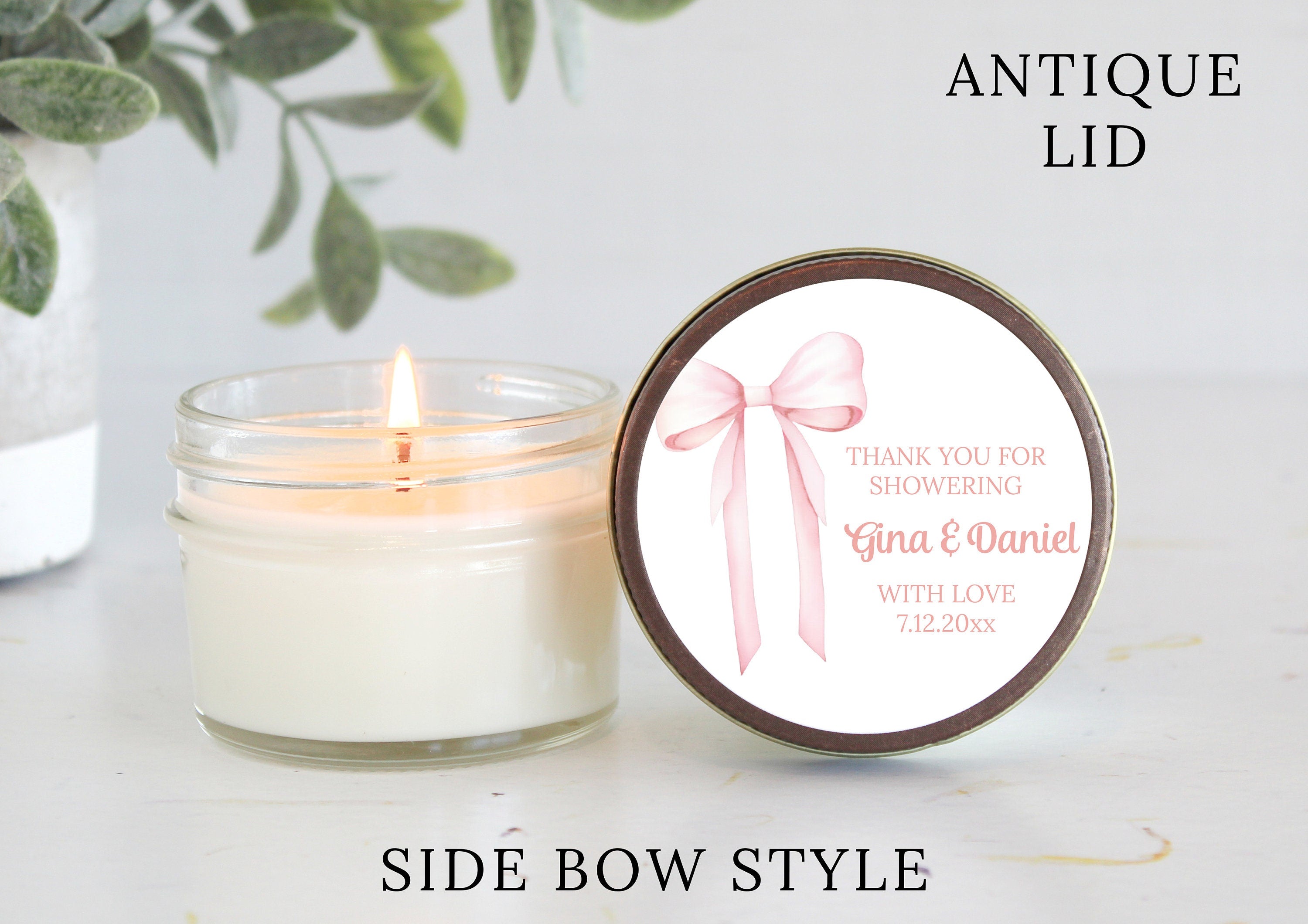 Pink Bow Baby Shower Favors / 4 oz Soy Candle Favor / Girl Baby Shower / Party Favors Blush Bow / Coquette Baby Shower / Bridal Shower