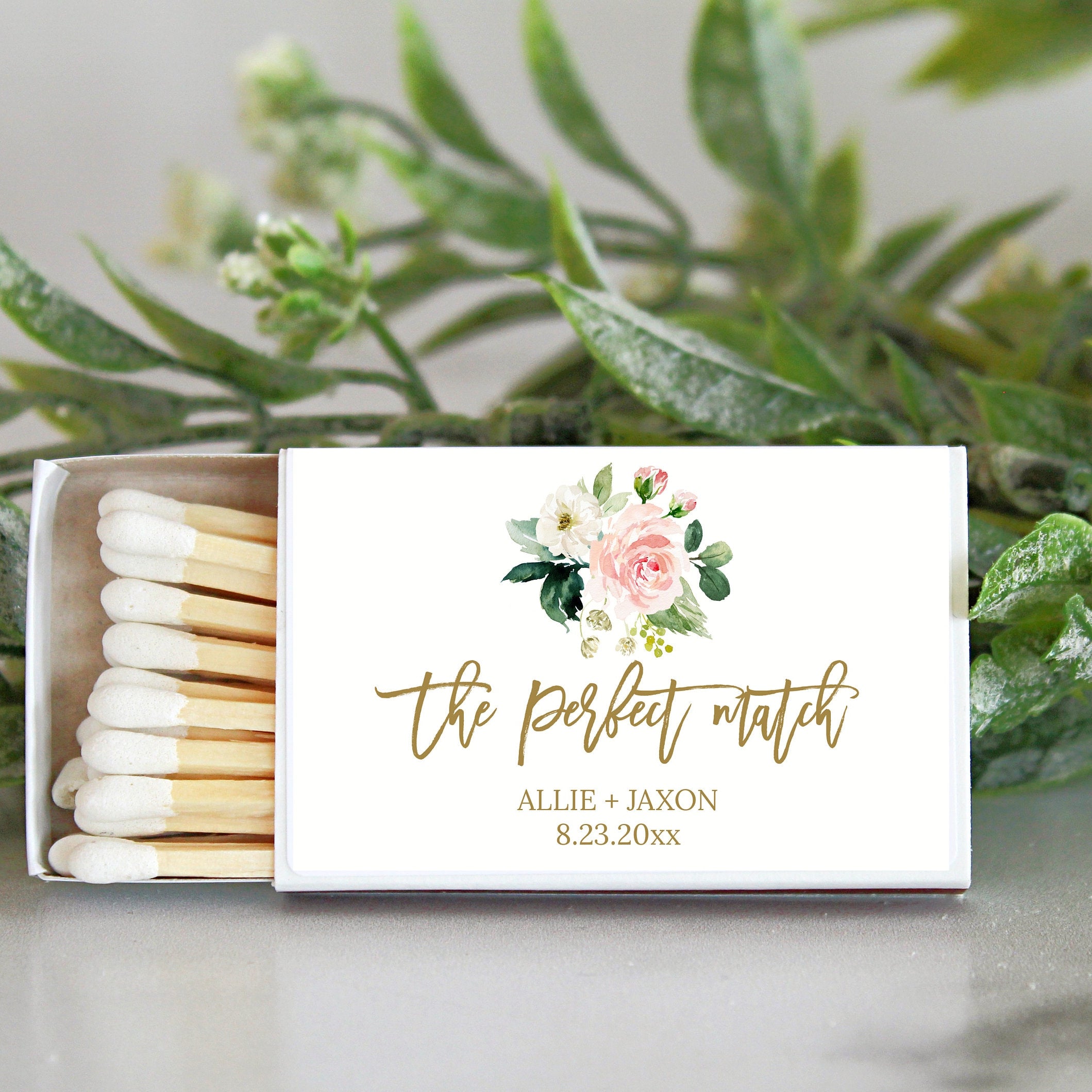 Personalized Matches / Set of 10 / Wedding Favors / The Perfect Match / Reception Favors / Bridal Shower / Engagement Party Favors Floral