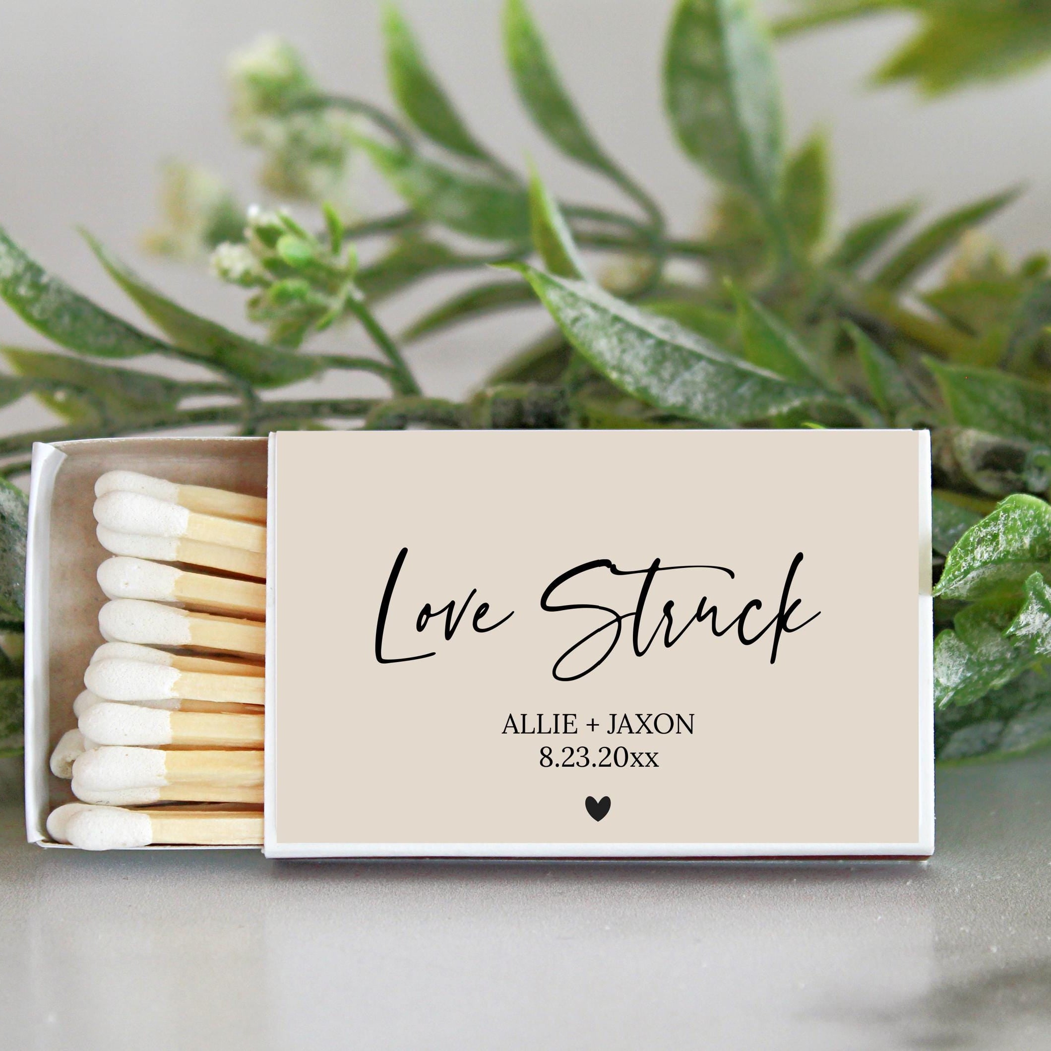 Love Struck Personalized Matches / Set of 10 / Wedding Favors / Reception Favors / Bridal Shower / Engagement Party Favors