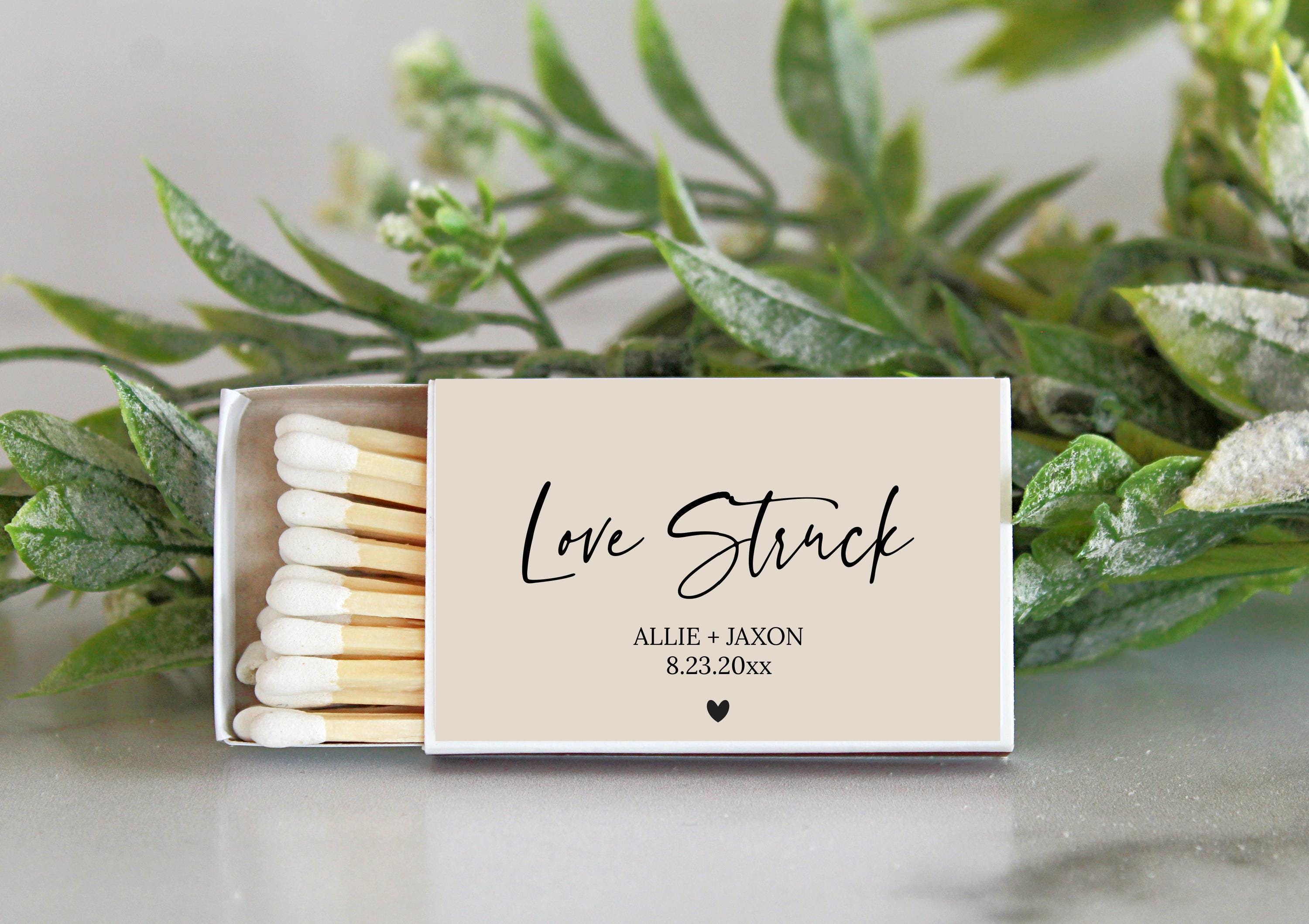 Love Struck Personalized Matches / Set of 10 / Wedding Favors / Reception Favors / Bridal Shower / Engagement Party Favors