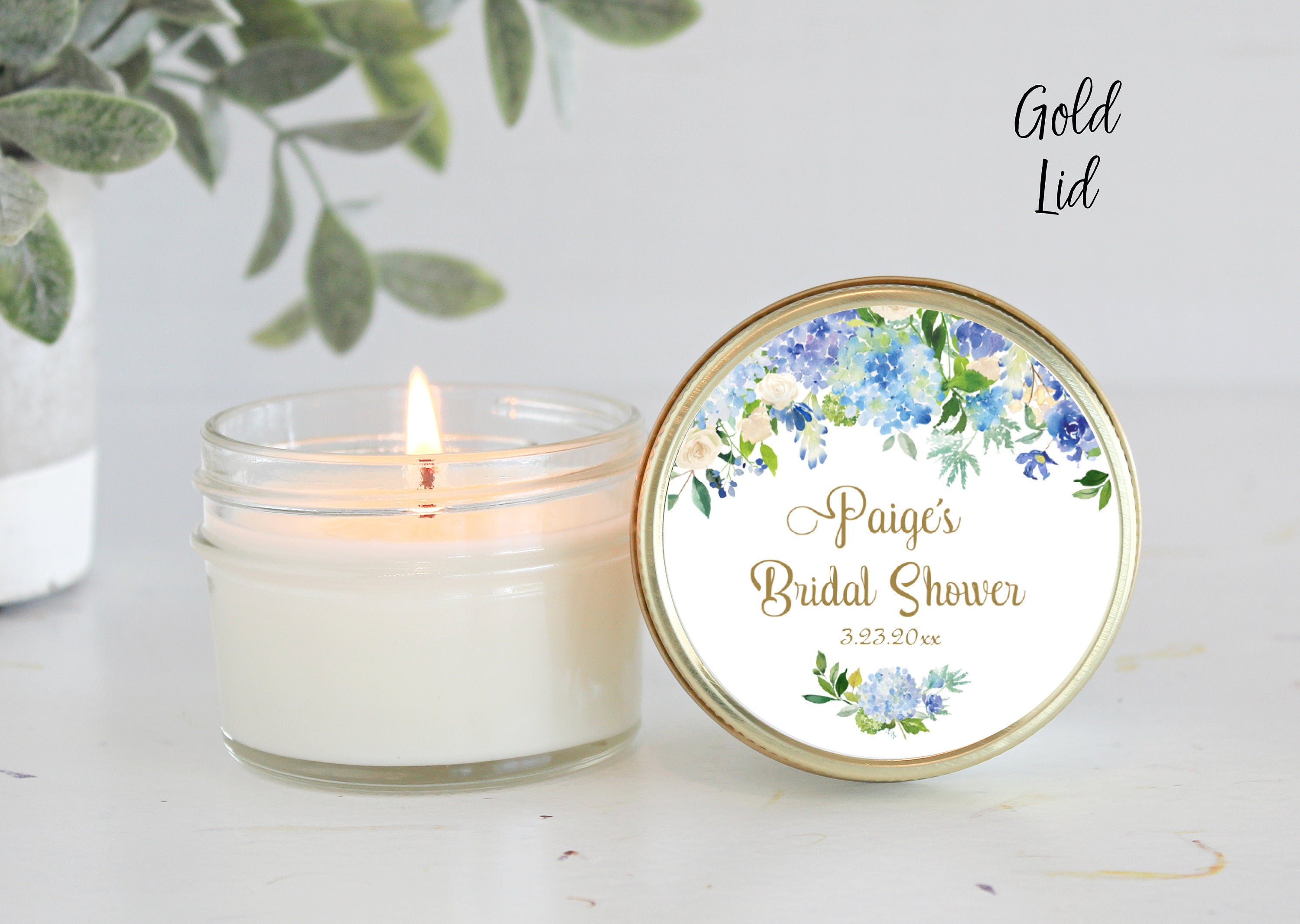 Hydrangea Candle Favors / Sugar Scrub Favors / Bridal Shower Gifts for Guest in Bulk / Personalized 4 oz favors Something Blue Before I Do