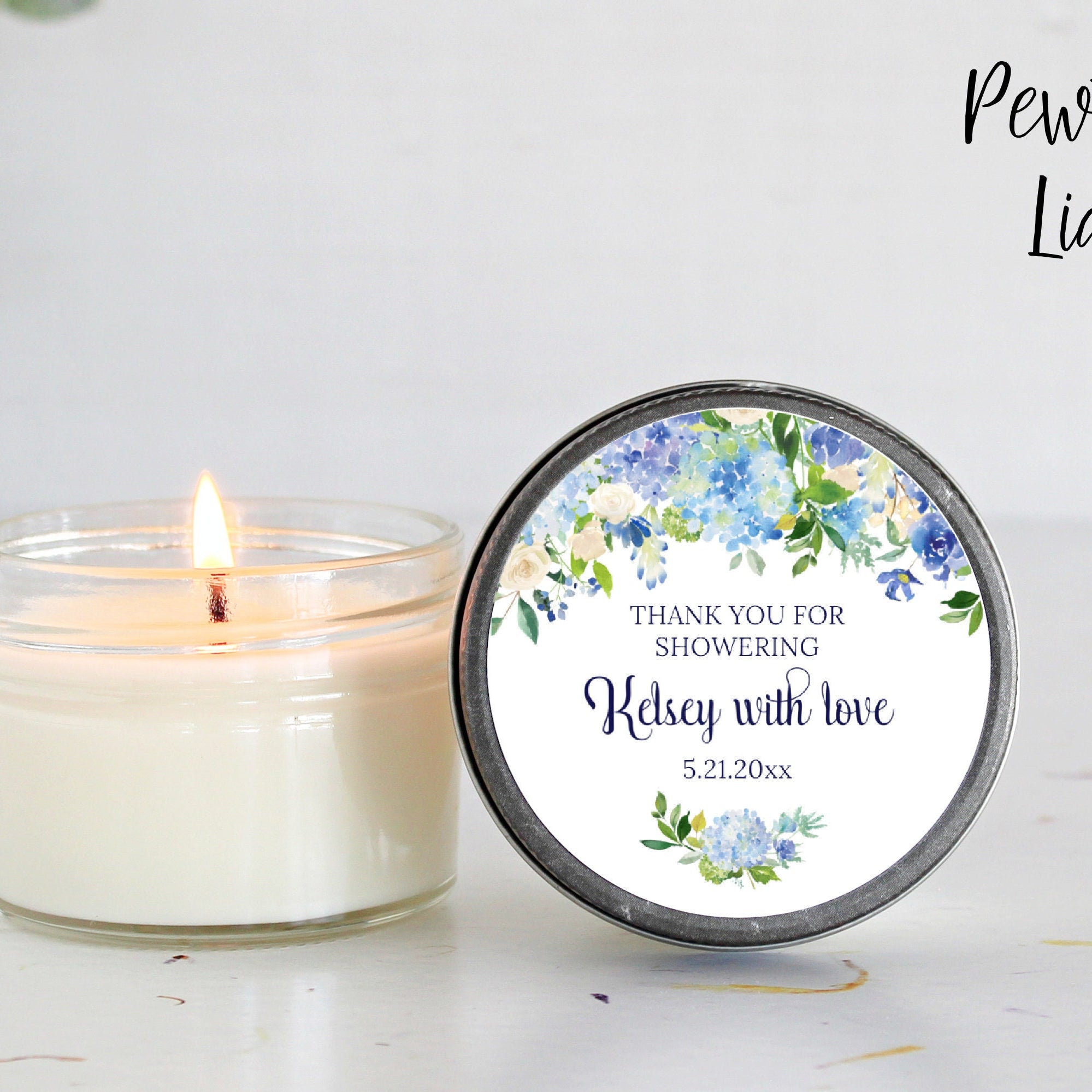 Hydrangea Candle Favors / Sugar Scrub Favors / Bridal Shower Gifts for Guest in Bulk / Personalized 4 oz favors Something Blue Before I Do