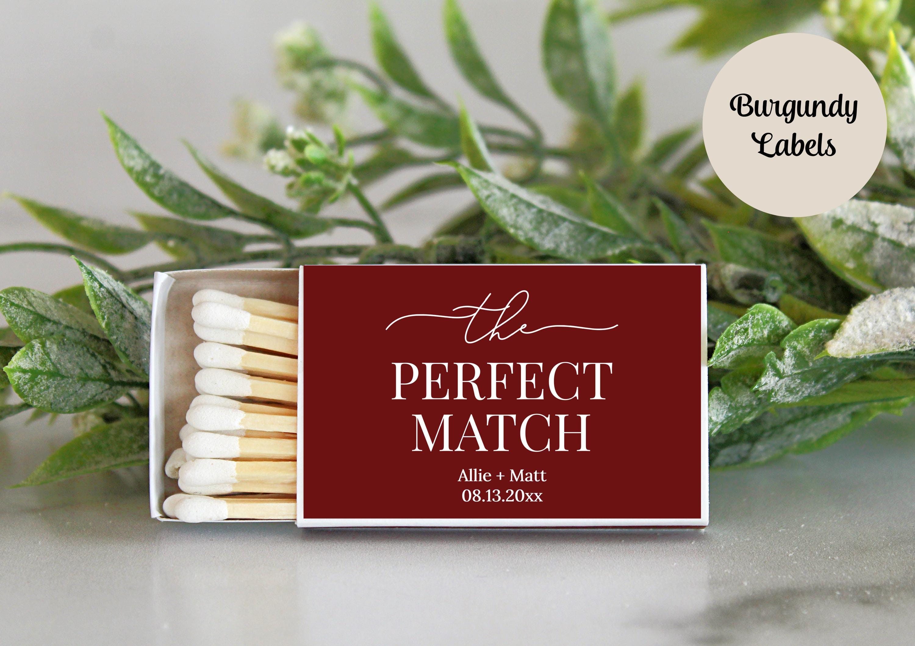 The Perfect Match Personalized Matches / Set of 10 / Wedding Favors / Reception Favors / Bridal Shower Engagement Party Favors Anniversary
