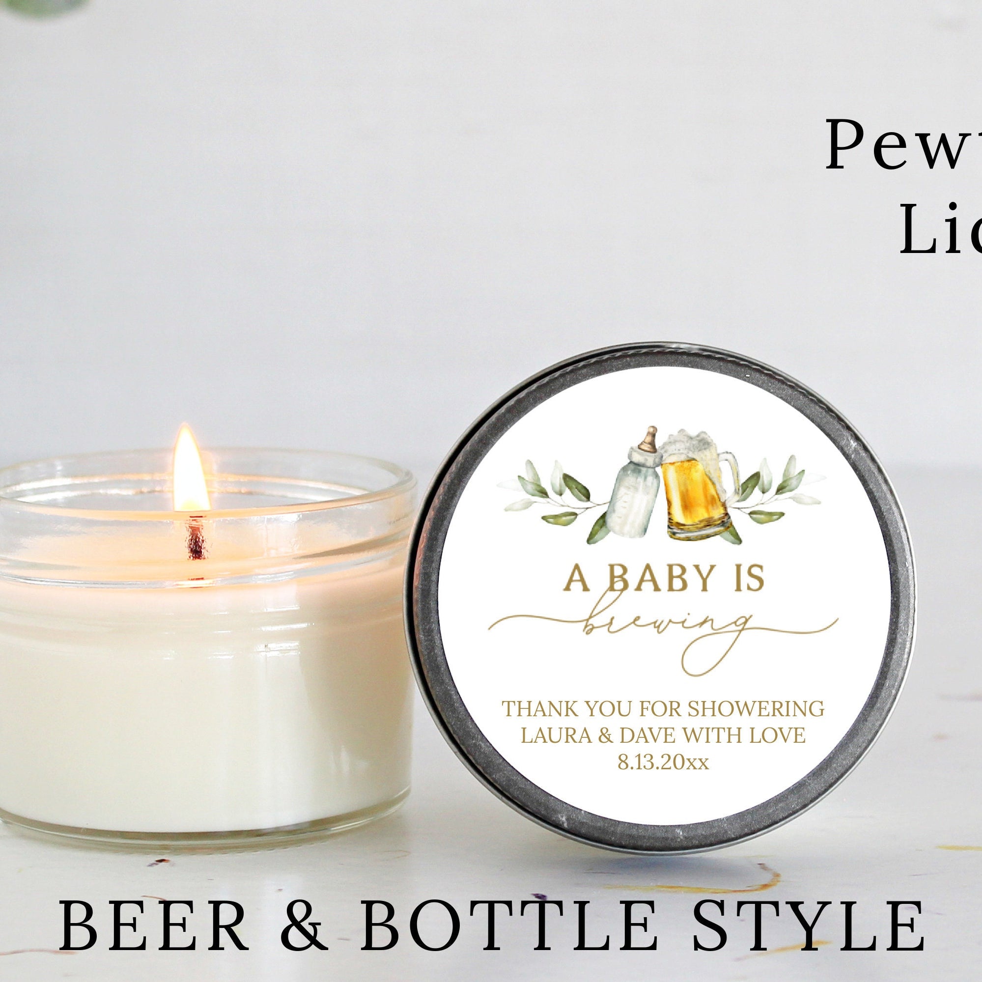 A Baby is Brewing / 4 oz Soy Candle Favor / Boy Baby Shower / Girl Baby Shower / Coed Baby Shower / Custom Party Favors Coffee Beer Bottle