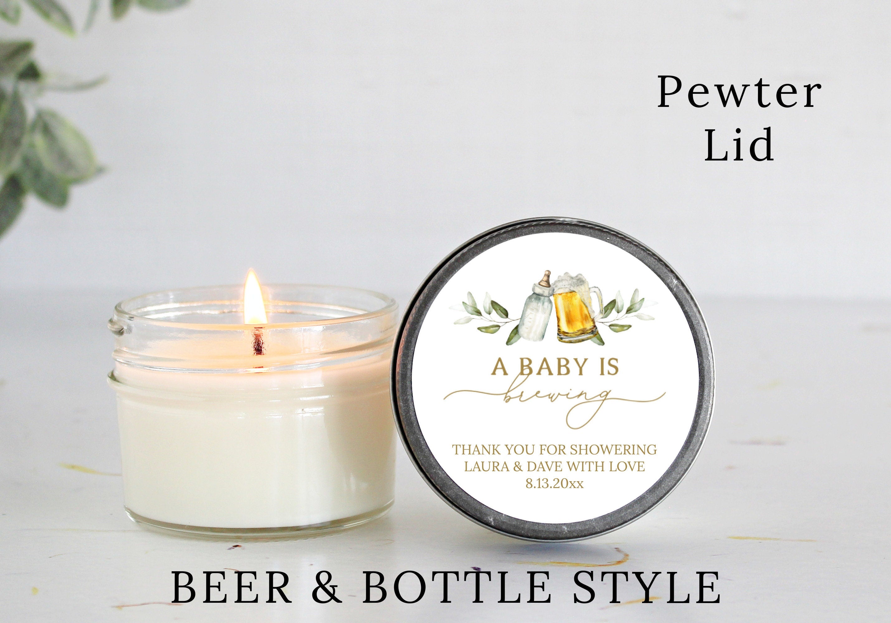 A Baby is Brewing / 4 oz Soy Candle Favor / Boy Baby Shower / Girl Baby Shower / Coed Baby Shower / Custom Party Favors Coffee Beer Bottle