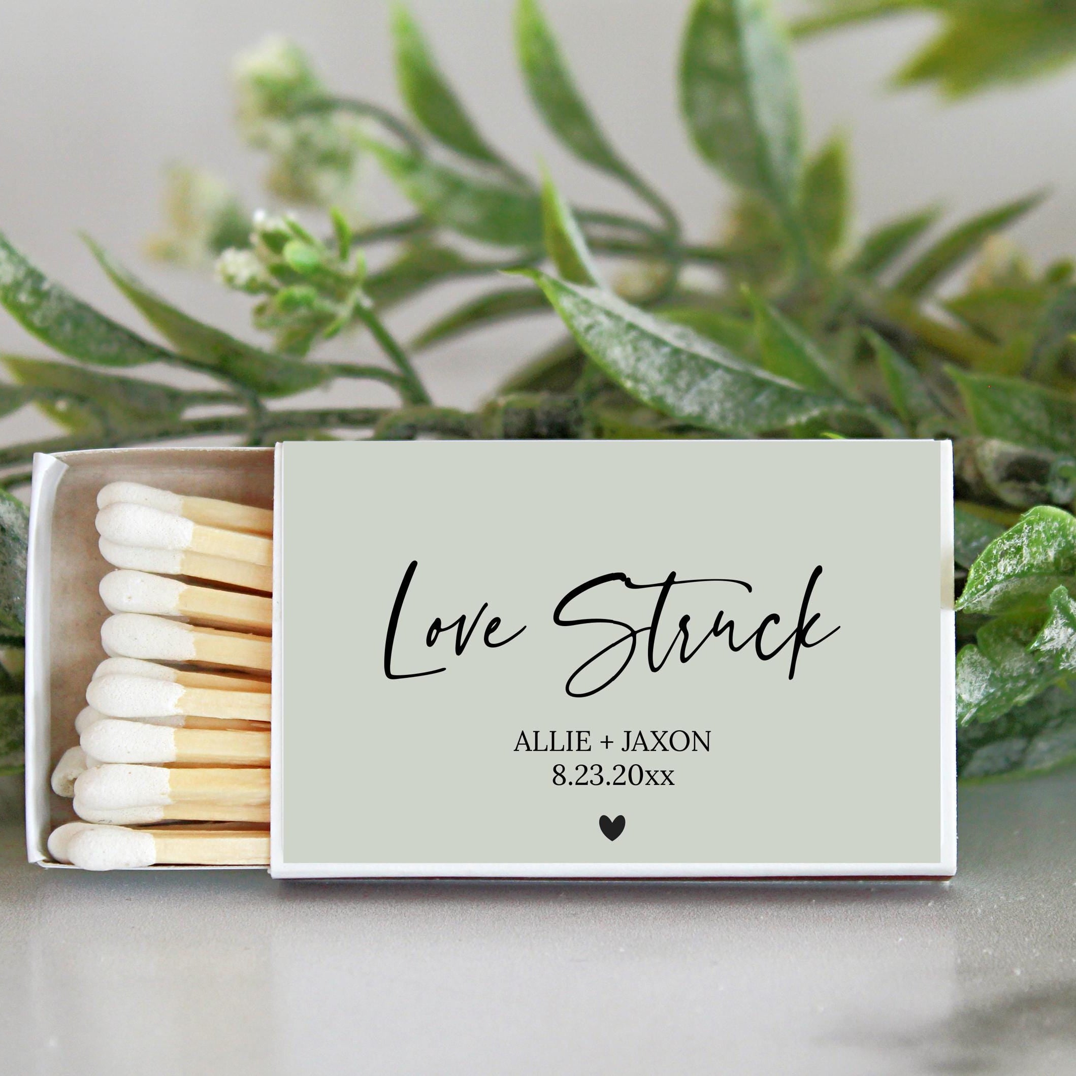 Love Struck Personalized Matches / Set of 10 / Wedding Favors / Reception Favors / Bridal Shower / Engagement Party Favors