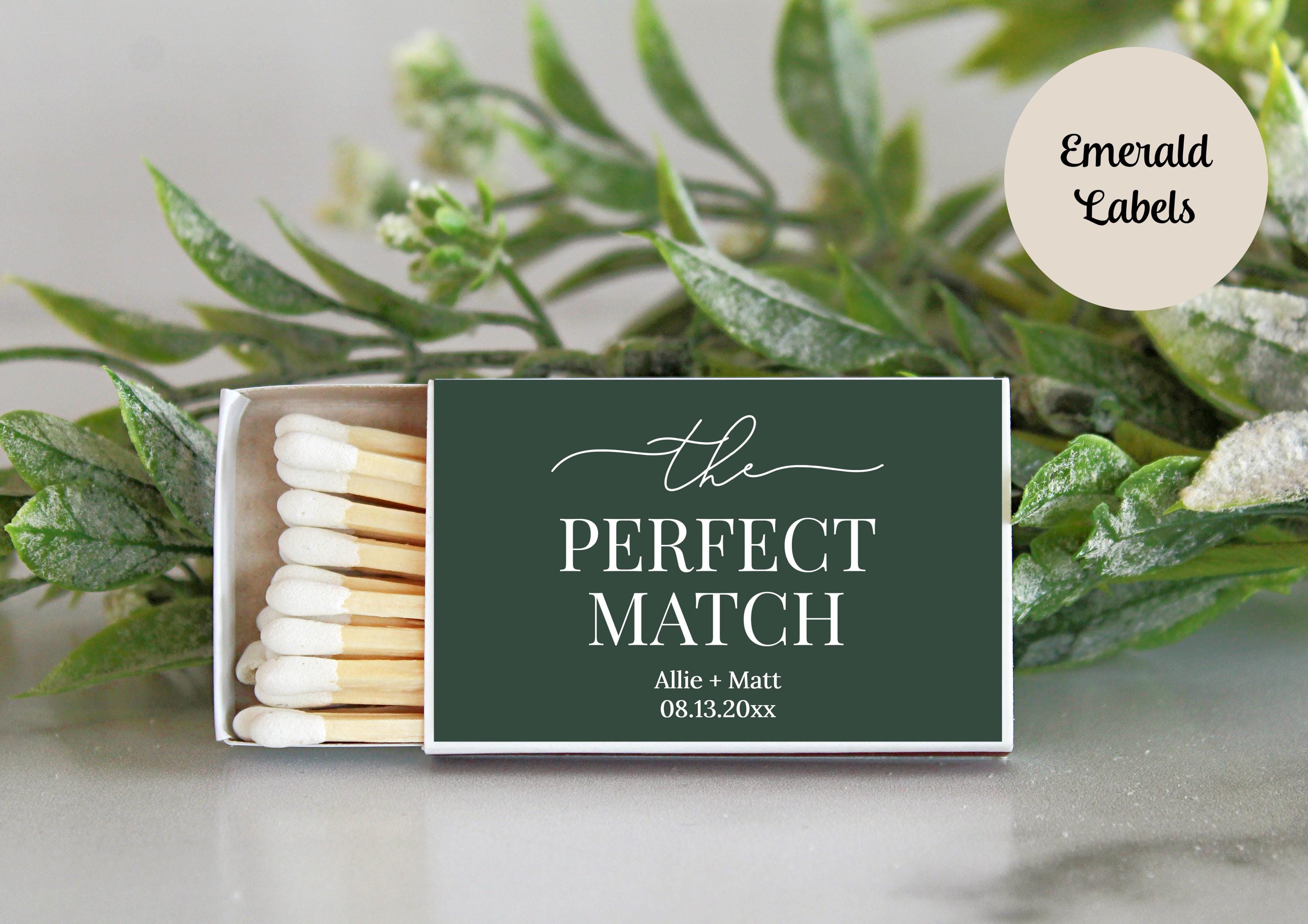 The Perfect Match Personalized Matches / Set of 10 / Wedding Favors / Reception Favors / Bridal Shower Engagement Party Favors Anniversary