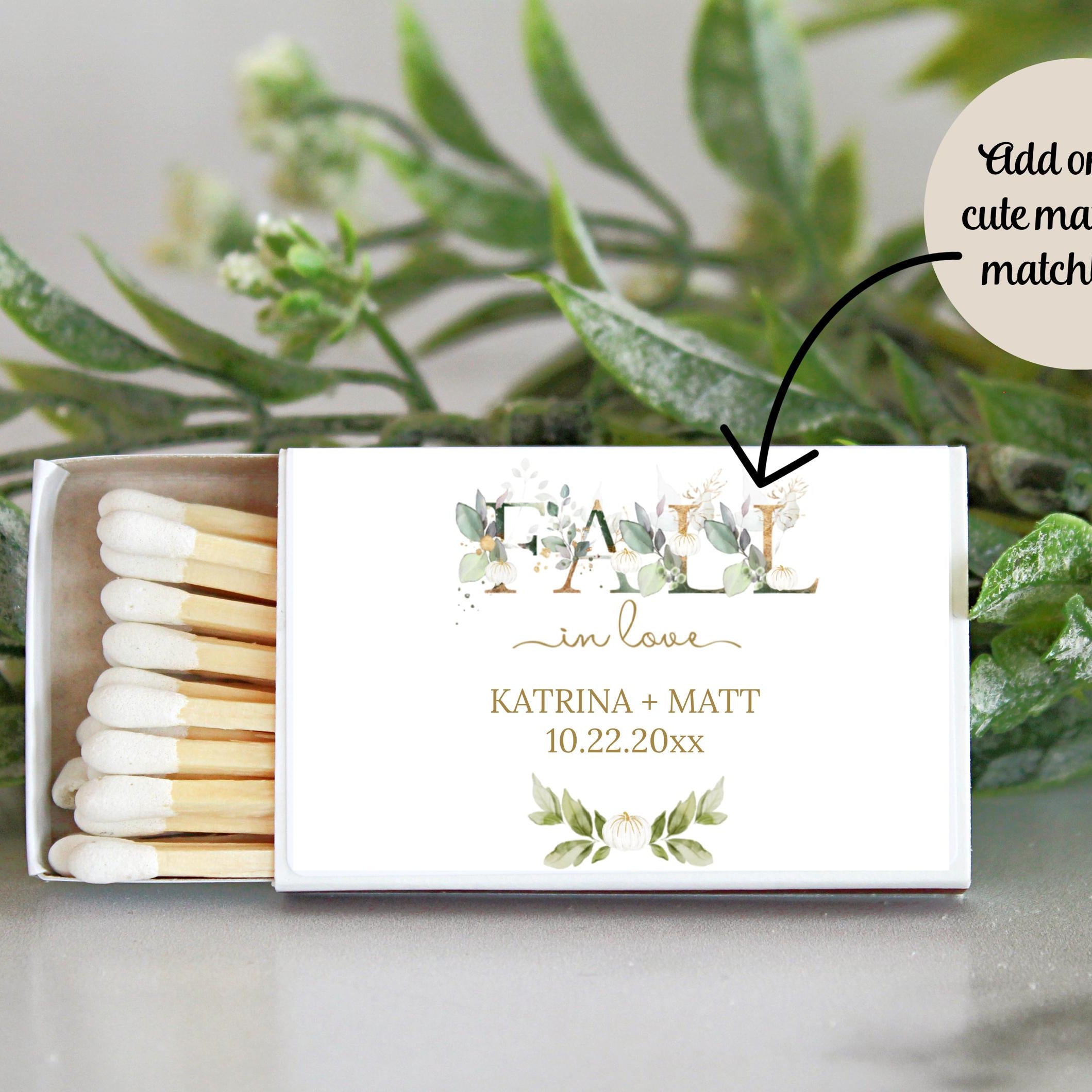 Fall In Love Wedding Favor / Set of 10 Candle Favors / White Pumpkin, Greenery, Gold Style / Bulk for Guests / Bridal Shower Favors