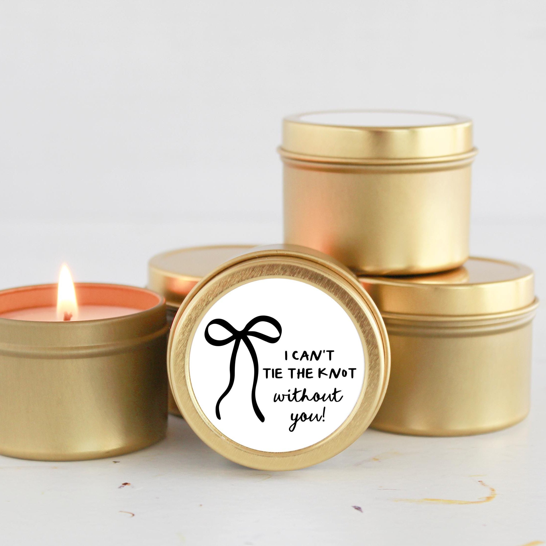 Bow Bridesmaid Proposal Candle / I can't tie the knot without you / Hand drawn/ Whimsical / Trendy / Bulk Bridesmaid Gift Maid of Honor Gift