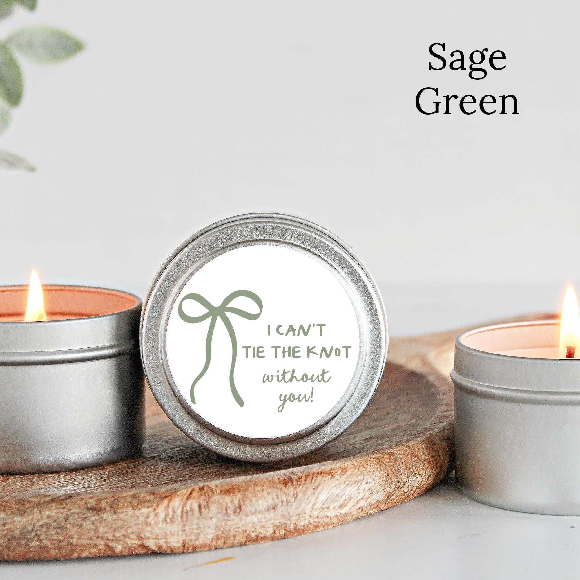 Bow Bridesmaid Proposal Candle / I can't tie the knot without you / Hand drawn/ Whimsical / Trendy / Bulk Bridesmaid Gift Maid of Honor Gift