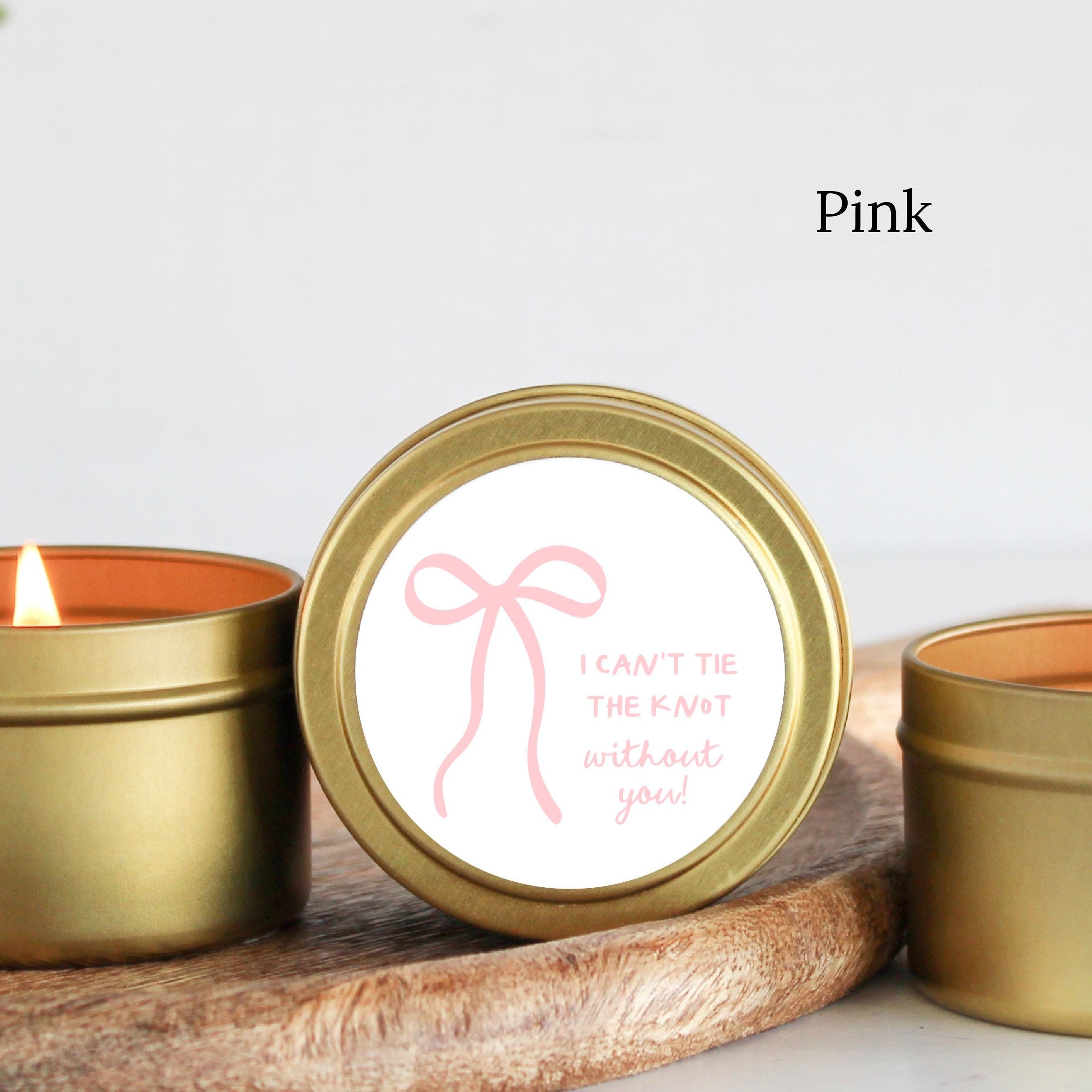 Bow Bridesmaid Proposal Candle / I can't tie the knot without you / Hand drawn/ Whimsical / Trendy / Bulk Bridesmaid Gift Maid of Honor Gift