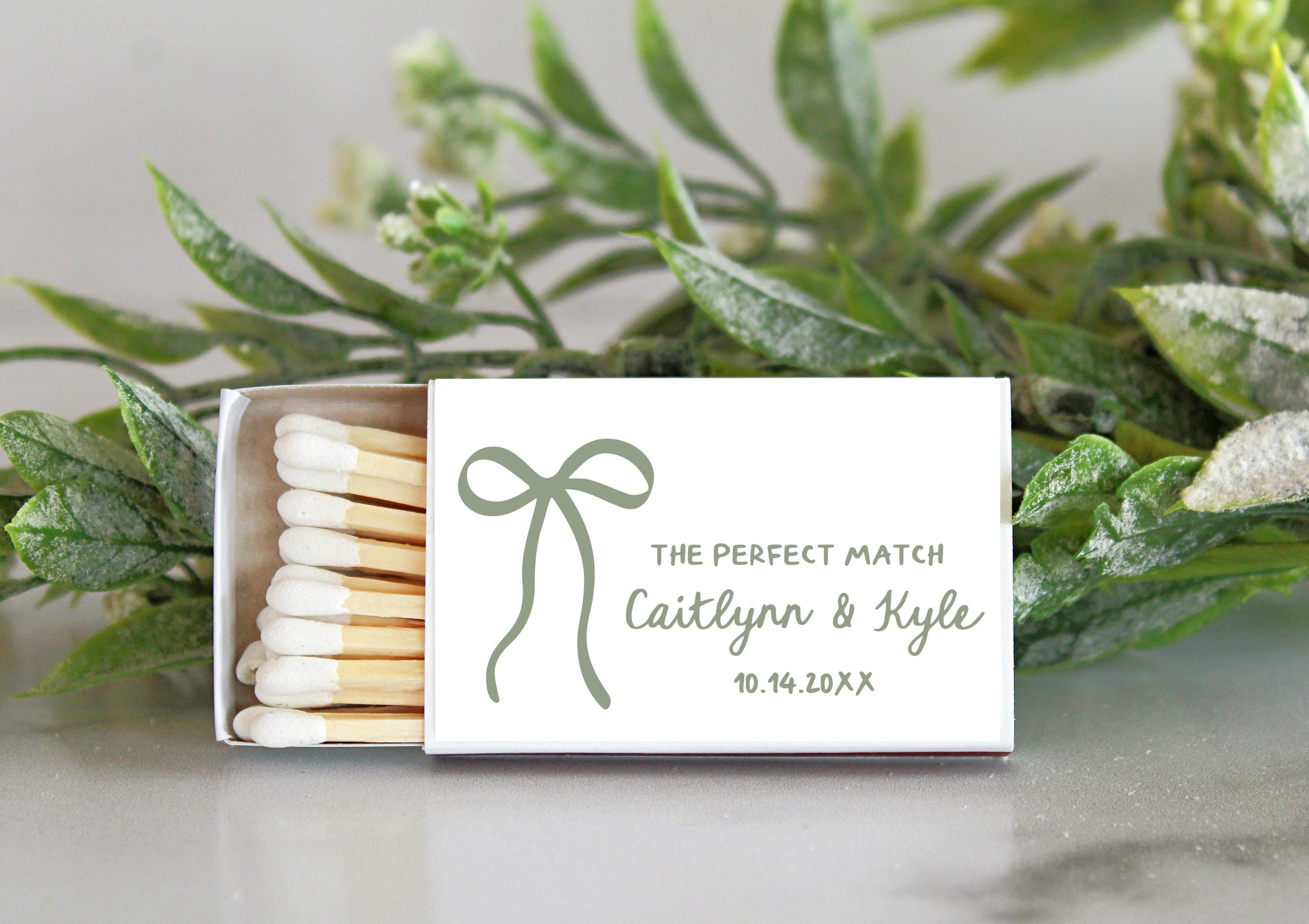 Bow Matchbox Favors / Personalized Matches / Set of 10 / Wedding Favors / The Perfect Match / Reception Favors / Bridal Shower / Hand drawn