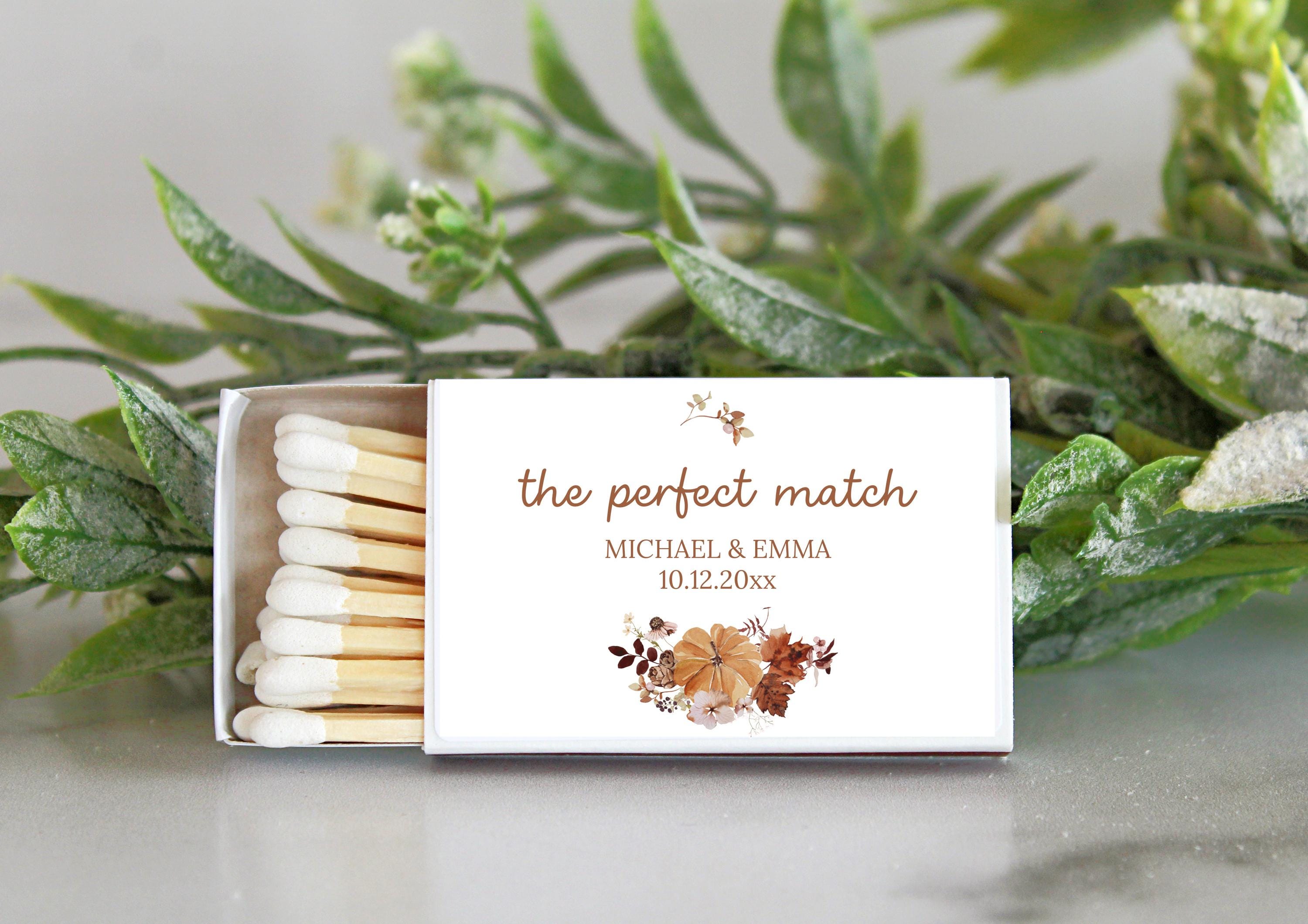 Fall Wedding Match Box Favors / Set of 10 / Personalized Favors / The Perfect Match / Reception Favors / Bridal Shower / Pumpkin Favors
