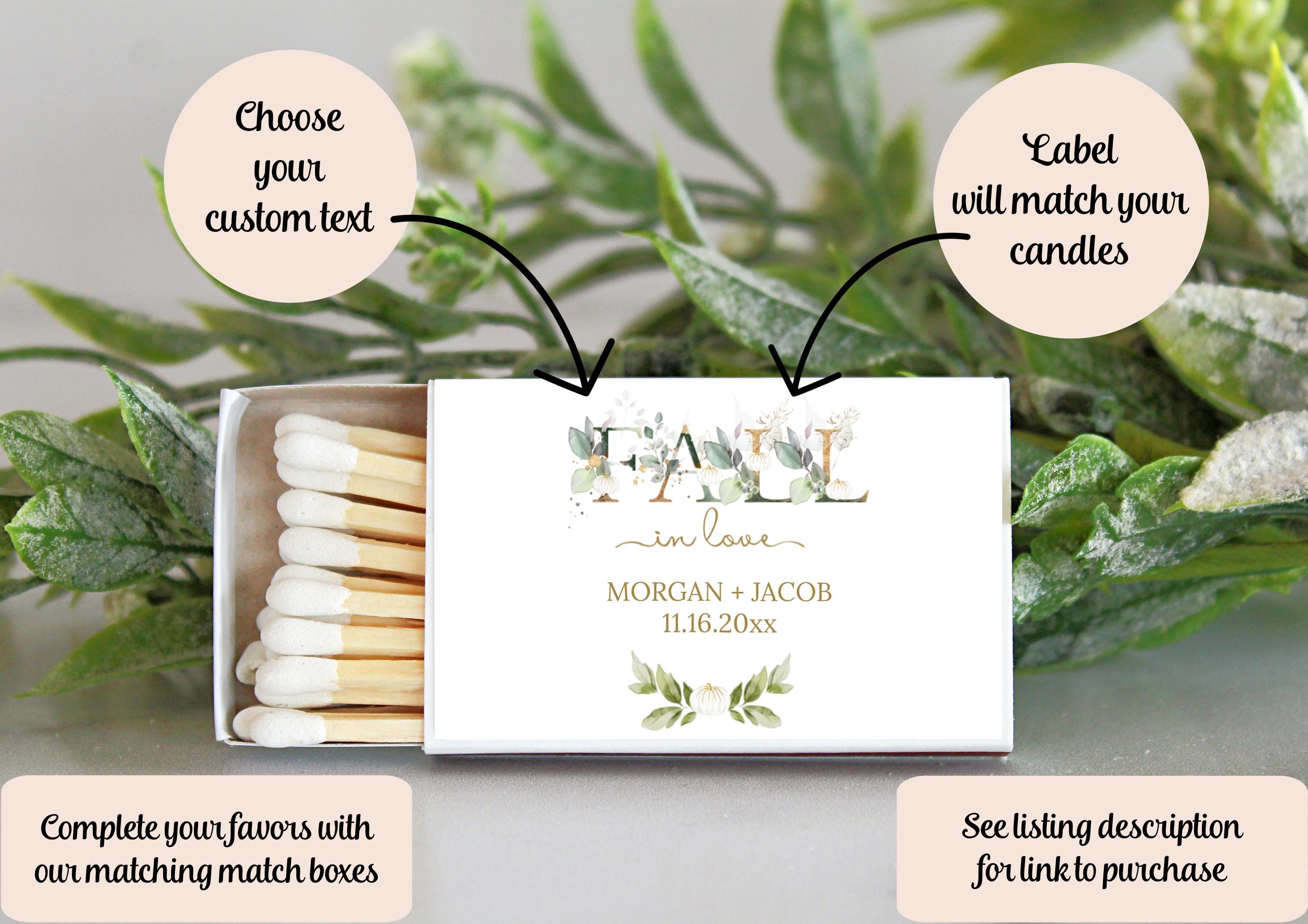 Falling in love Bridal Shower Favors / Personalized 4oz. Candle Favors / Baby Shower / White Pumpkin, Gold & Greenery / Thank you for Guests