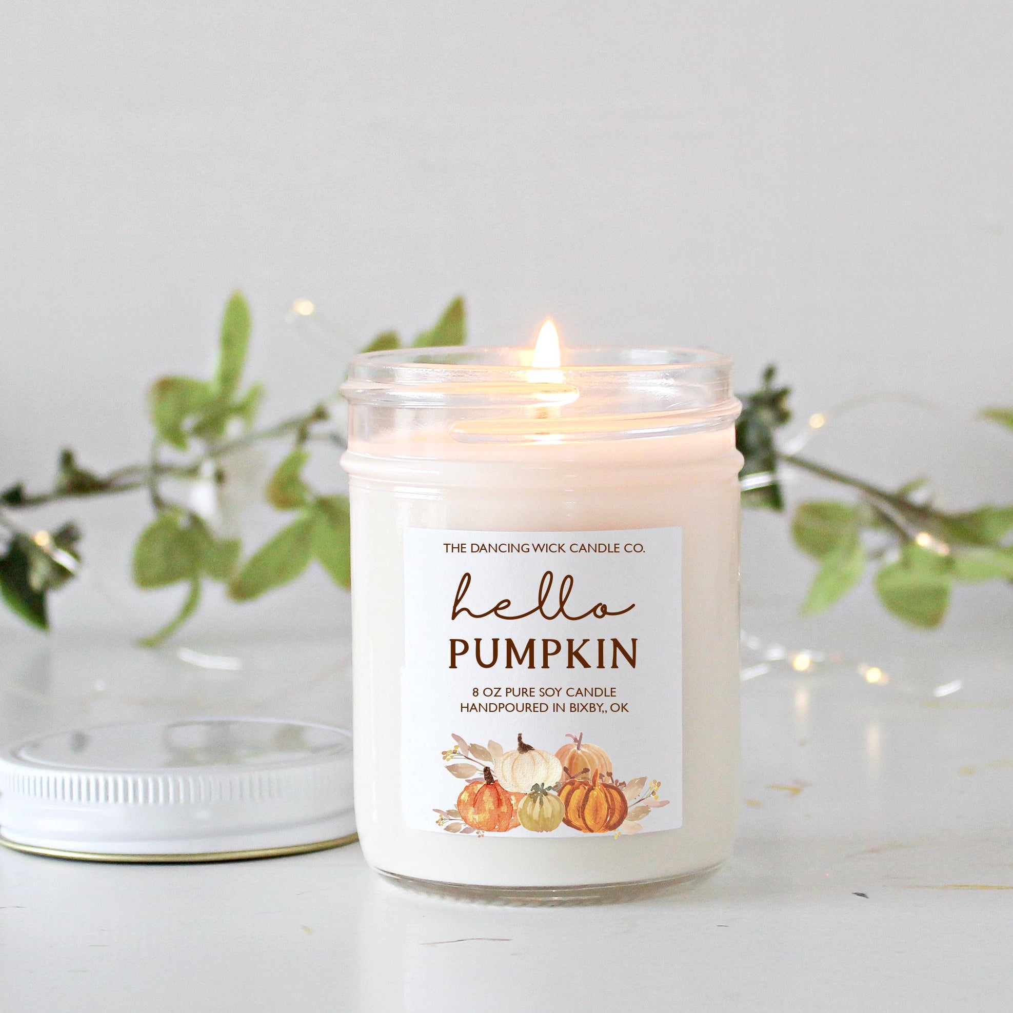 Hello Pumpkin Fall Candle / Autumn Decor / Friendsgiving / Thanksgiving / Hostess Gift / Scented Soy Candle / Pumpkin Spice / Cinnamon