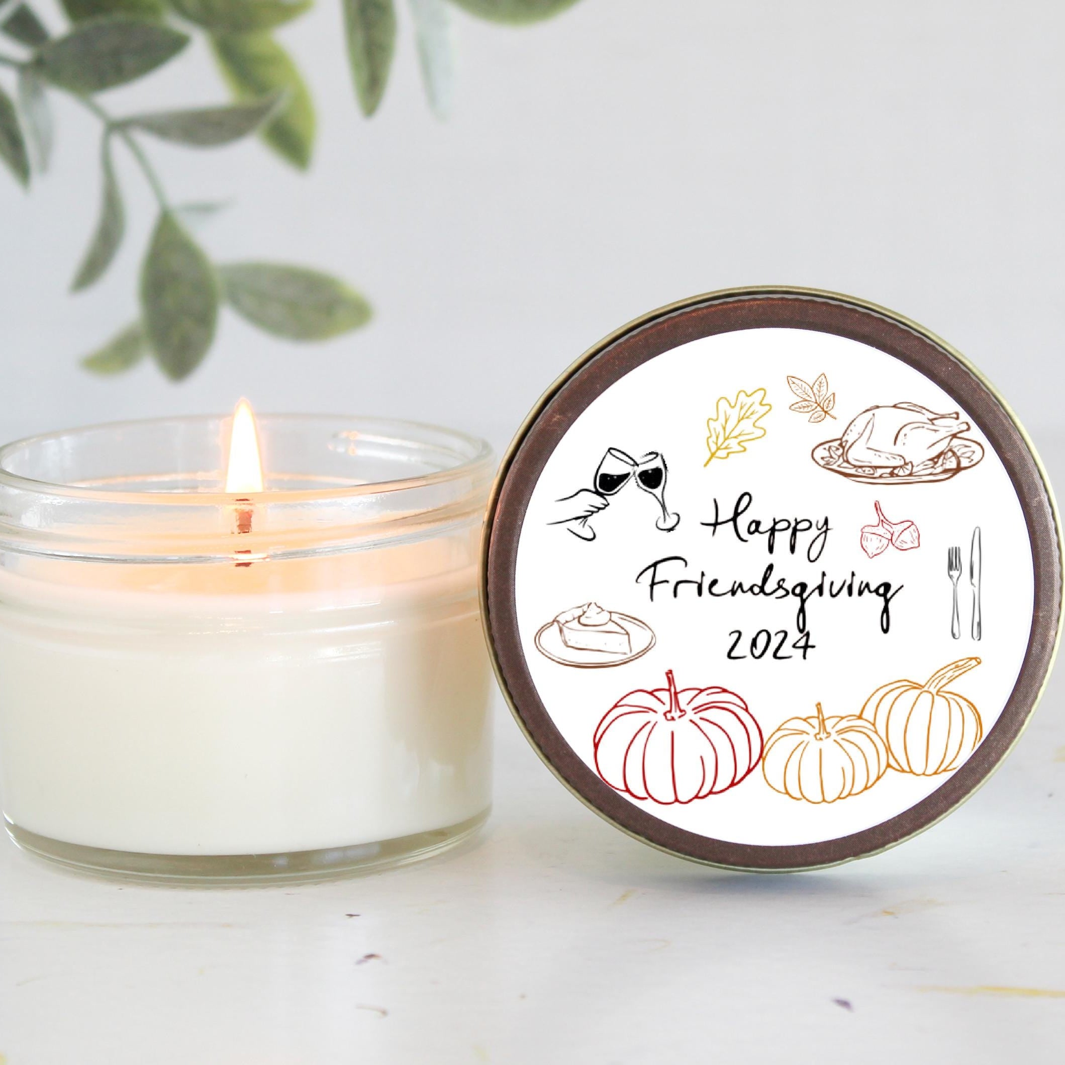 Friendsgiving Candle Favor / So very Thankful for you / Thanksgiving Table / Fall Candle / Hostess Gift / 4 oz. Candle Favors