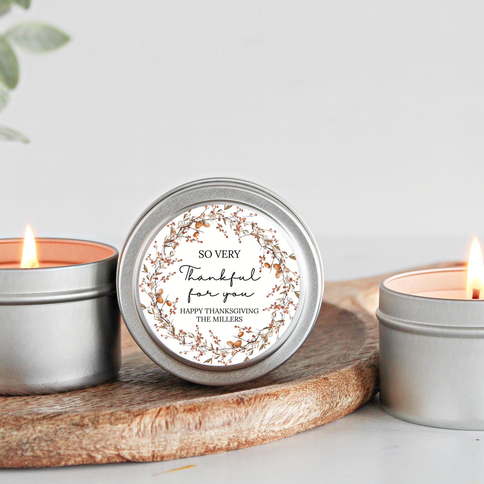 Thanksgiving Favor / Set of 10 Candle Tins / Bulk For Guests / So Very Thankful for you / Happy Friendsgiving / Fall Party Favors