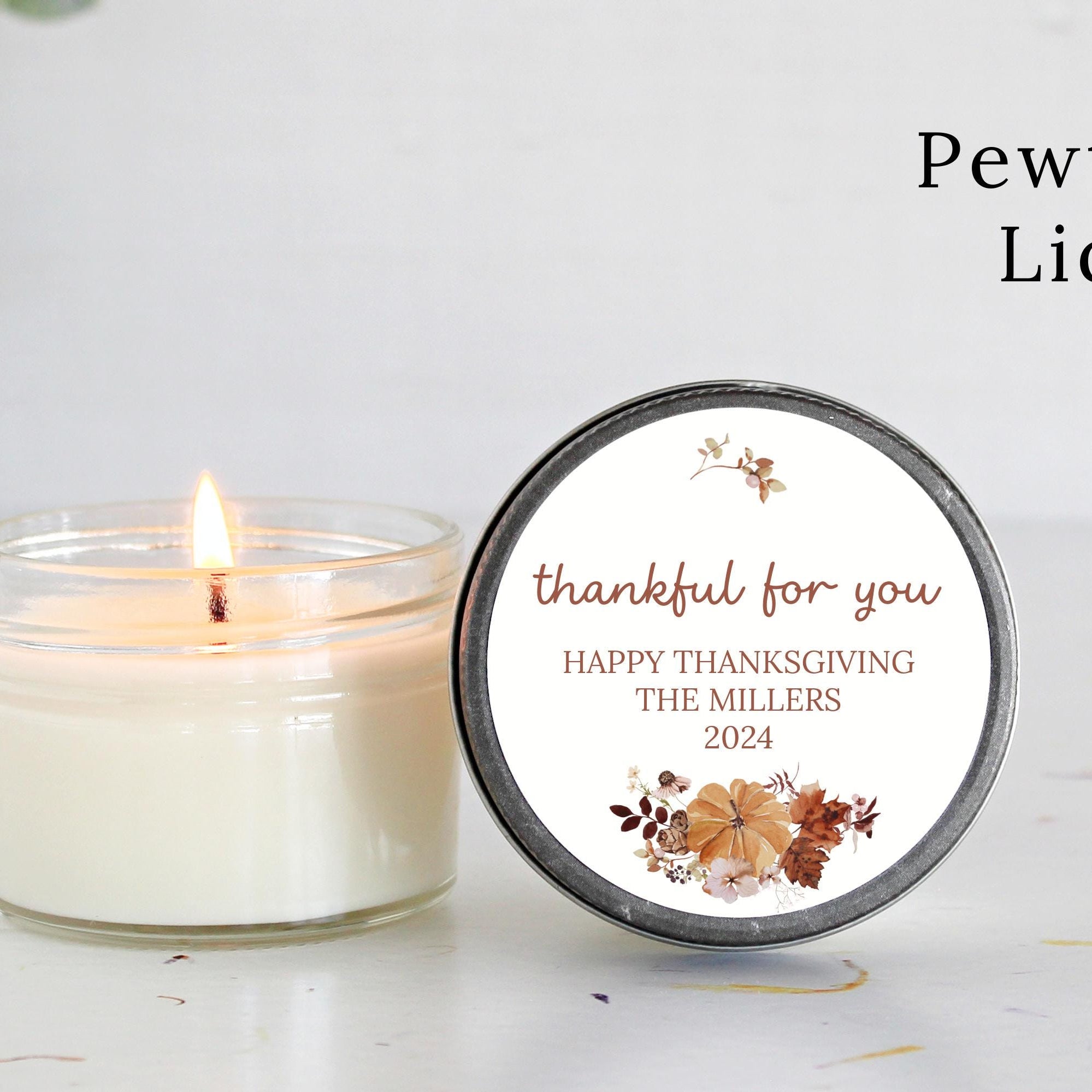 Thanksgiving Candle Favor / Thankful for you / Thanksgiving Table / Fall Candle / Hostess Gift / 4 oz. Candle Favors