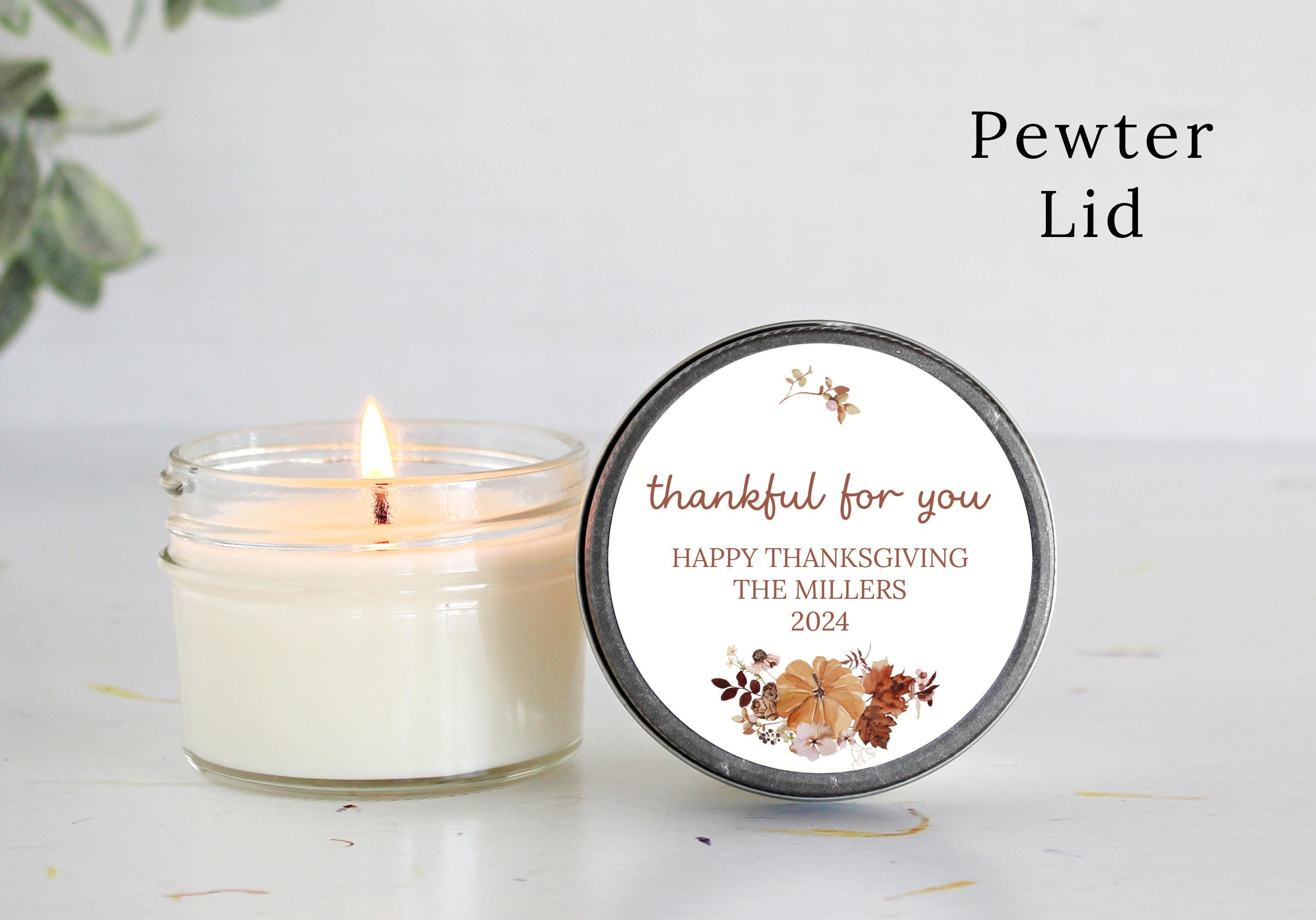 Thanksgiving Candle Favor / Thankful for you / Thanksgiving Table / Fall Candle / Hostess Gift / 4 oz. Candle Favors