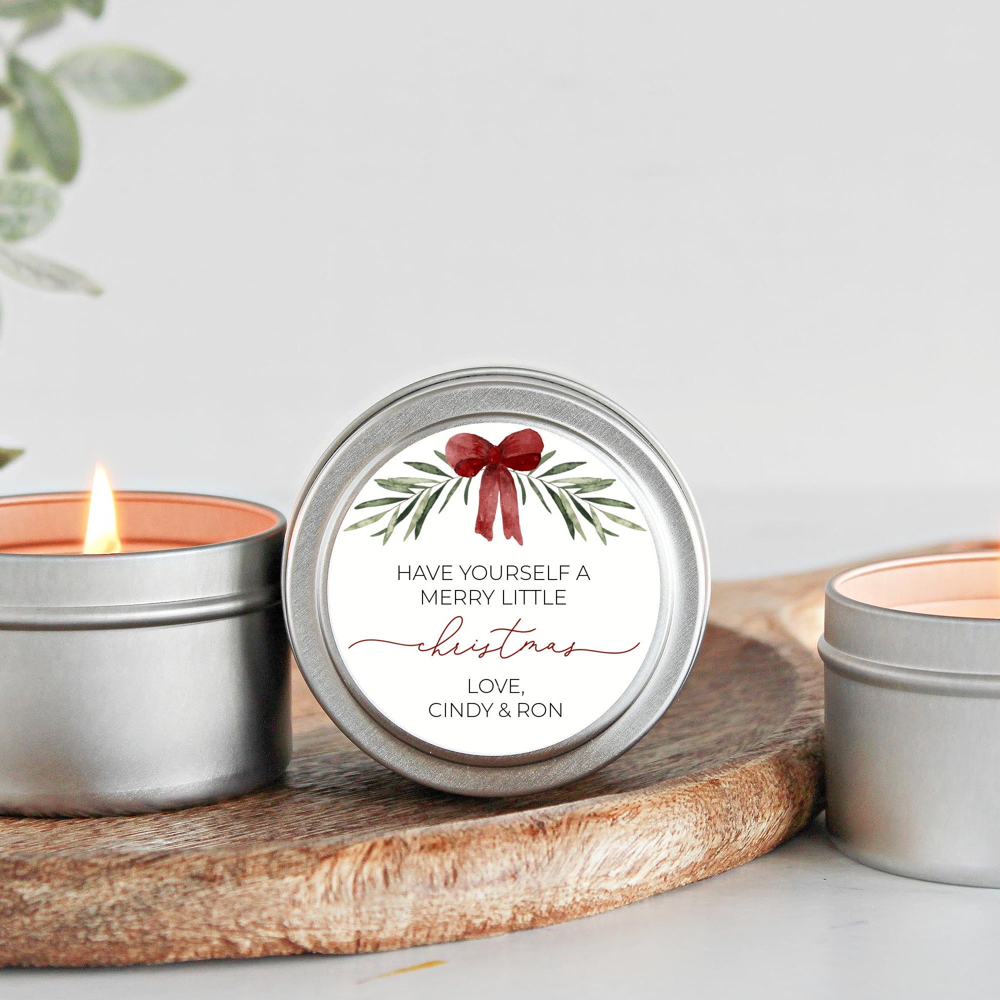 Christmas Candle Tins / Bulk Set of 10 / Have Yourself A Merry Little Christmas / Holiday Gift / Custom Candles Neighbor Christmas Gift