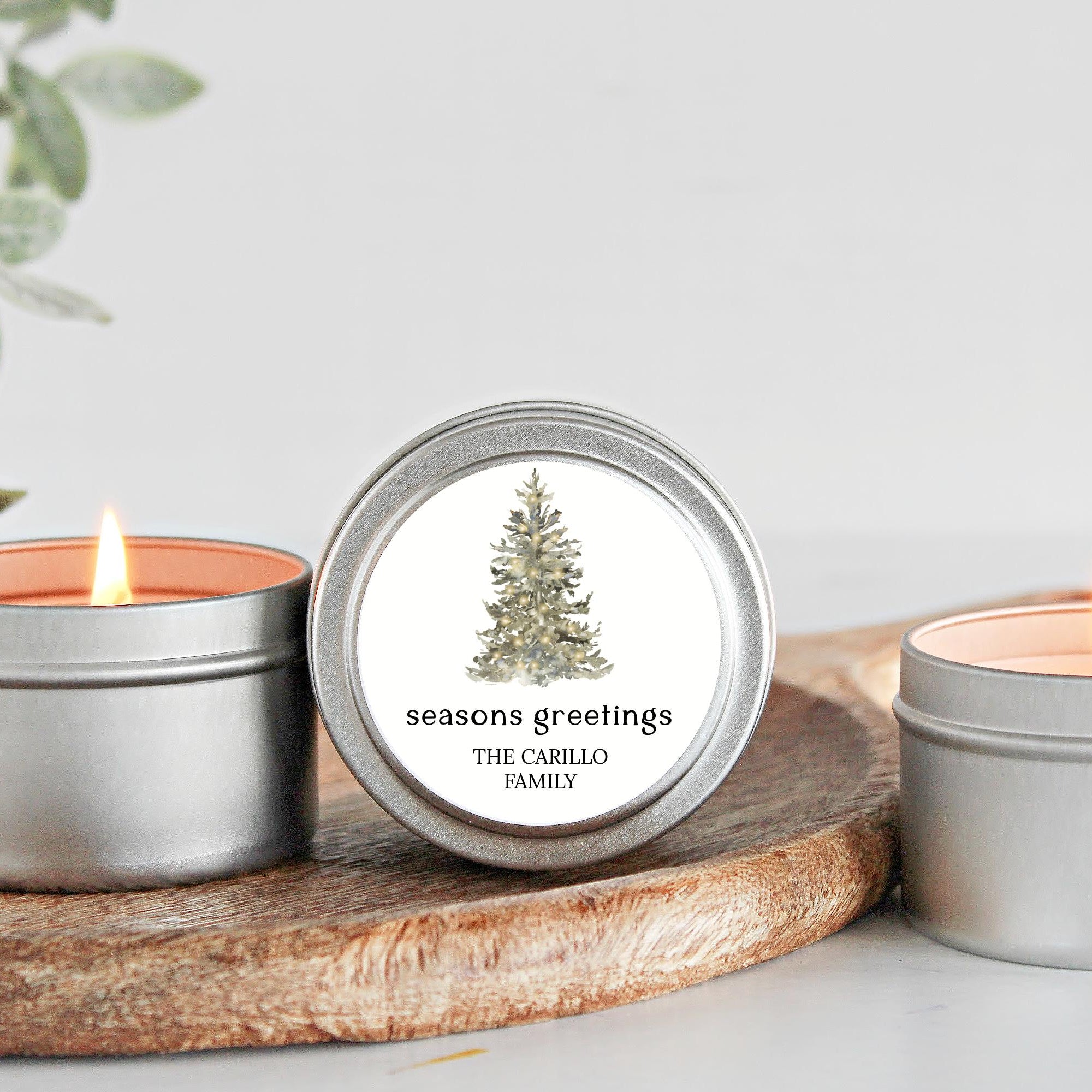 Christmas Candle Favors / Bulk Set of 10 / Custom Holiday Gifts / Corporate Gift / Personalized Merry Christmas Candle Tins / For Neighbors