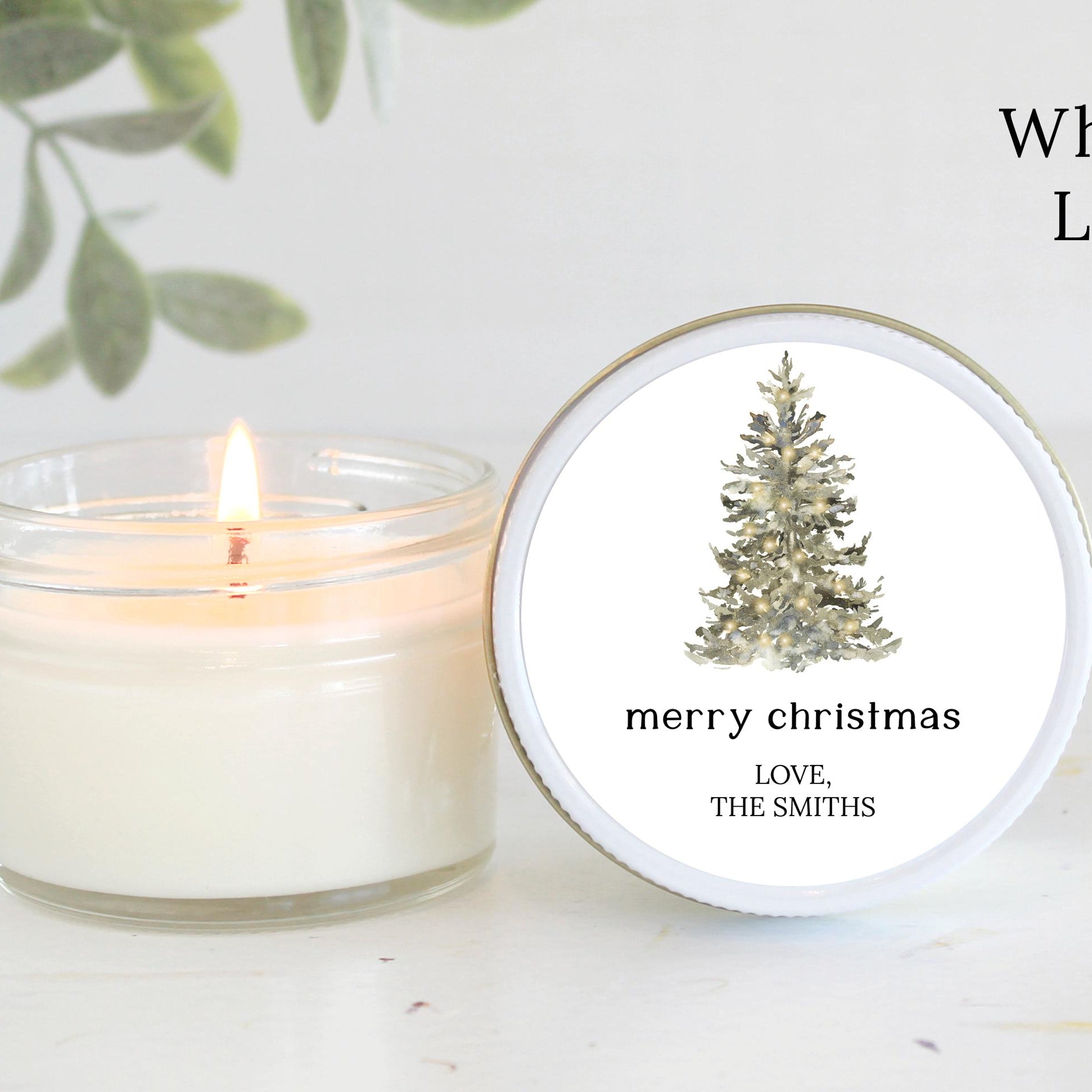 Bulk Christmas Candles / Corporate Gift / Christmas Gift / Personalized Favor/ Christmas tree / Happy Holidays Personalized 4oz Soy Candles