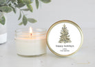 Bulk Christmas Candles / Corporate Gift / Christmas Gift / Personalized Favor/ Christmas tree / Happy Holidays Personalized 4oz Soy Candles