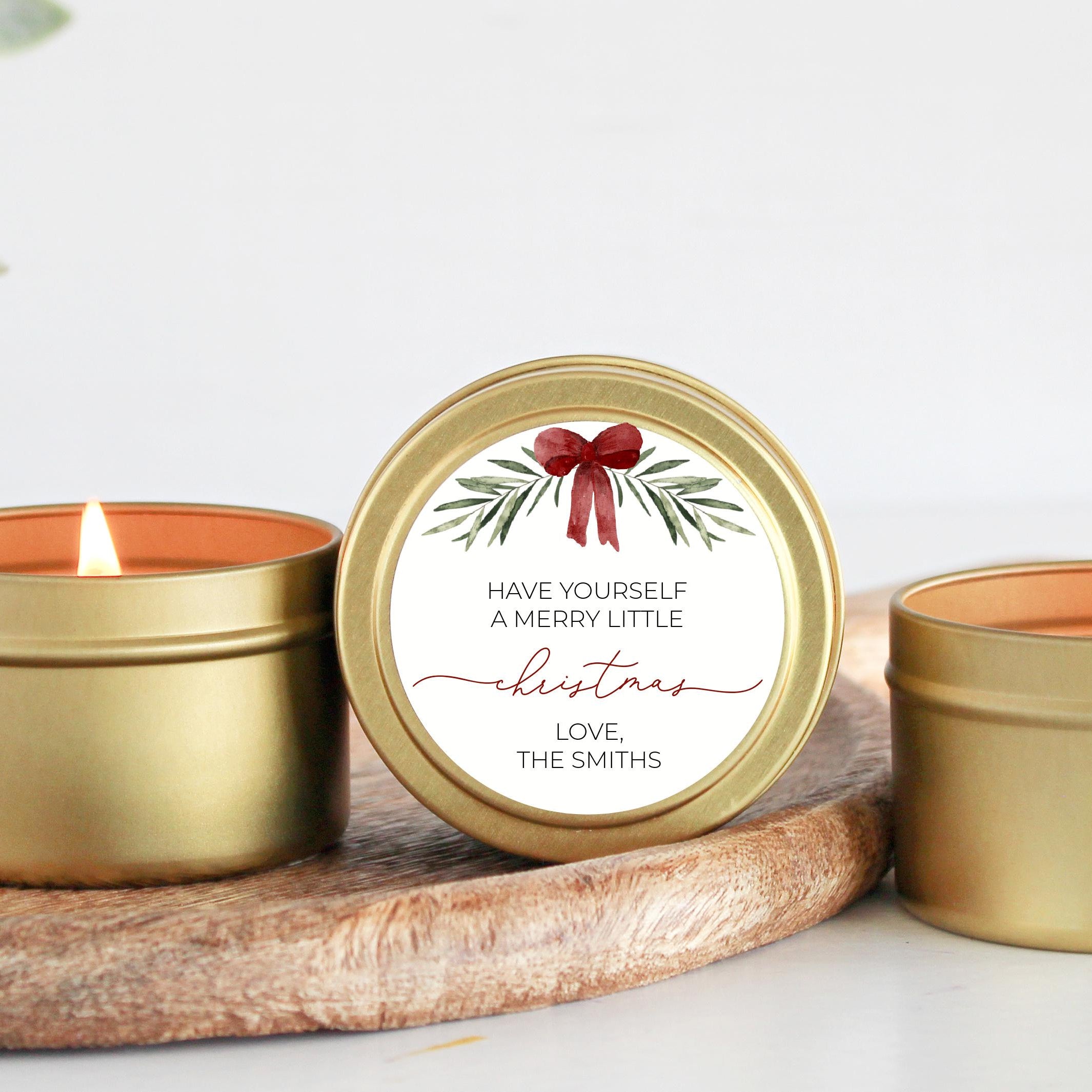 Christmas Candle Tins / Bulk Set of 10 / Have Yourself A Merry Little Christmas / Holiday Gift / Custom Candles Neighbor Christmas Gift