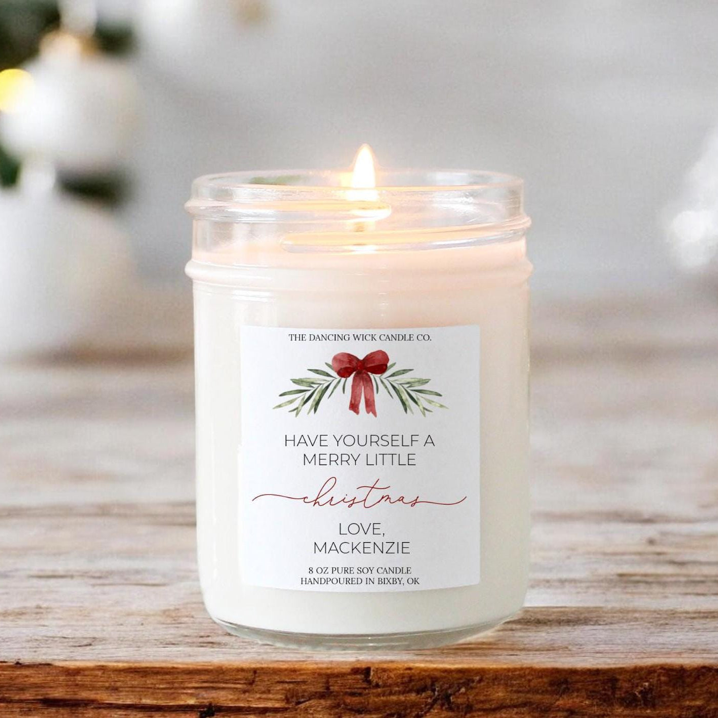 Personalized Merry Little Christmas Candle | Pure Soy Candle | Custom Holiday Gift | Hand-Poured Christmas Candle | Holiday Home Decor