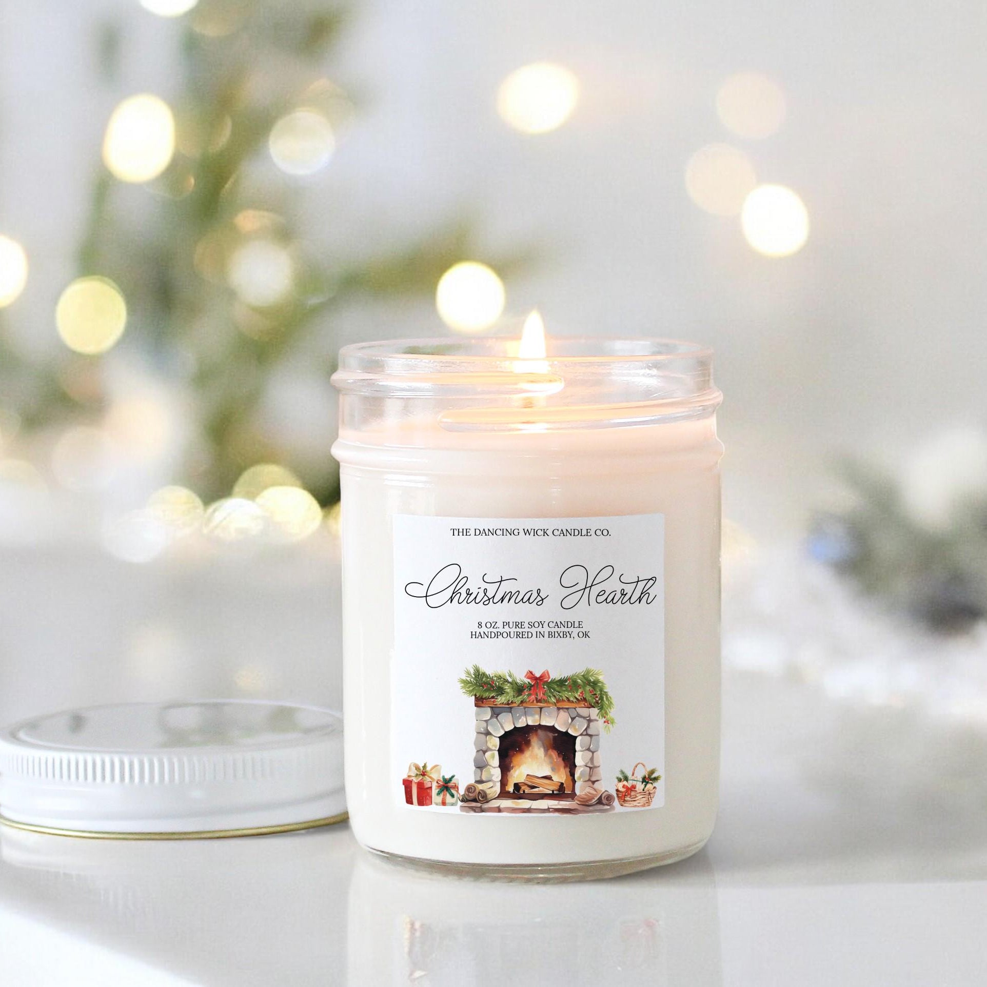 Christmas Hearth Soy Candle | Handpoured Holiday Candle | Fireplace, Pine, Cinnamon & Orange Spice | Cozy Christmas Gift | Stocking Stuffer