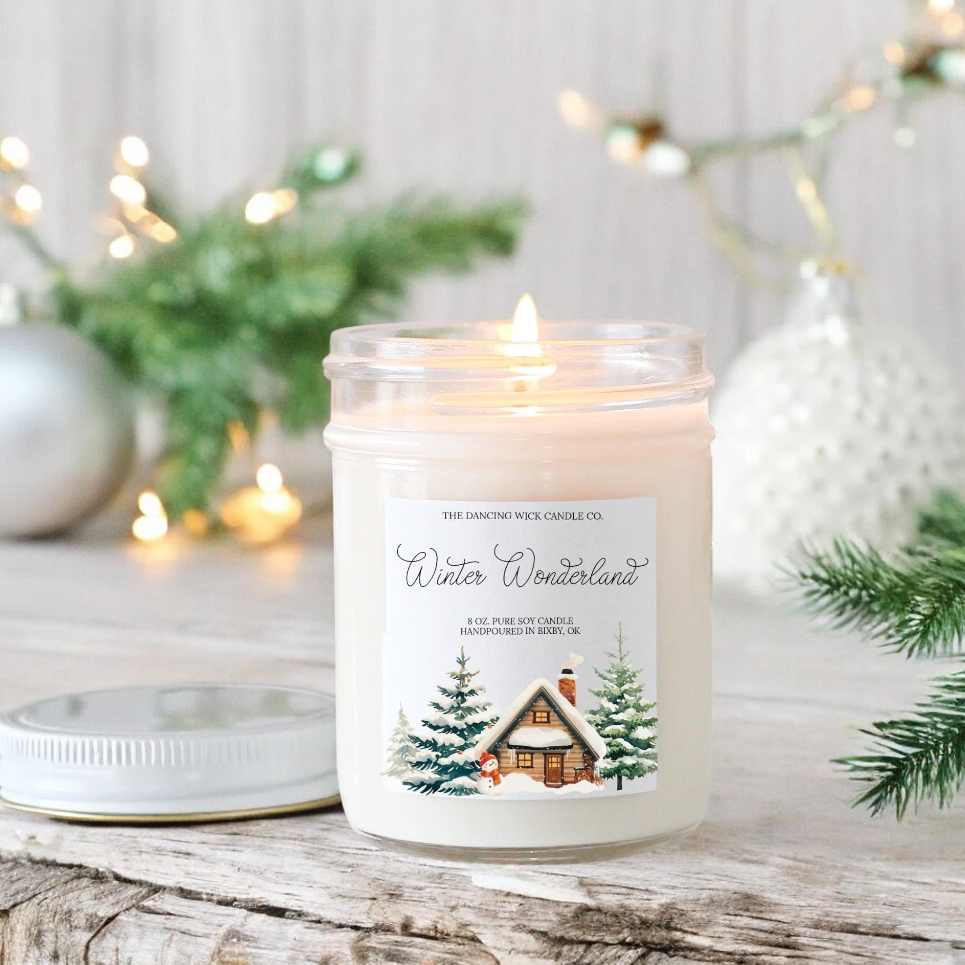 Winter Wonderland Soy Candle | Handpoured Holiday Candle | Pine, Eucalyptus, Balsam Scent | Cozy Christmas Gift | Stocking Stuffer