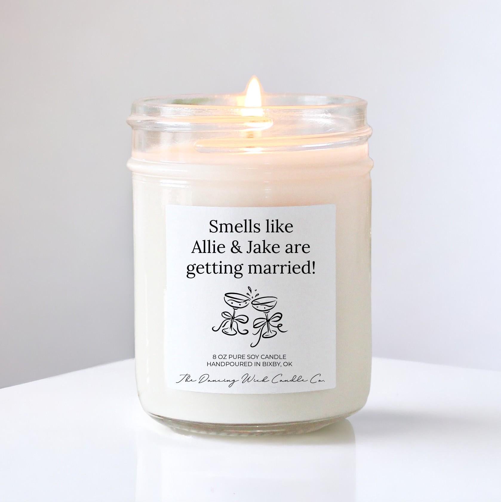 Engagement Gift Candle, Smells Like You're Getting Married, Personalized Couple Gift, Bride to Be Gift, Engagement Party, Gift for Her