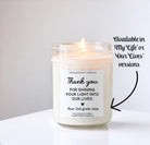 Thank You Gift, Personalized Candle for Teacher, Coach, Counselor, Mentor, Volunteer, Nurse, Pastor, for shining your light into my life