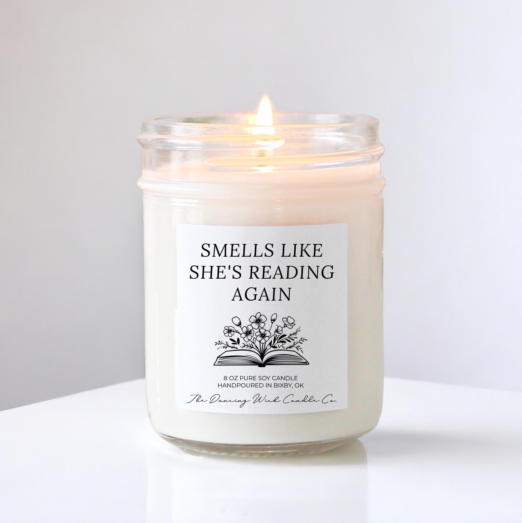 Book Lover Gift for her, Funny Reader Candle, Cozy Bookish Gift, Literary Soy Candle, Bibliophile Gift Smells Like She's Reading Again