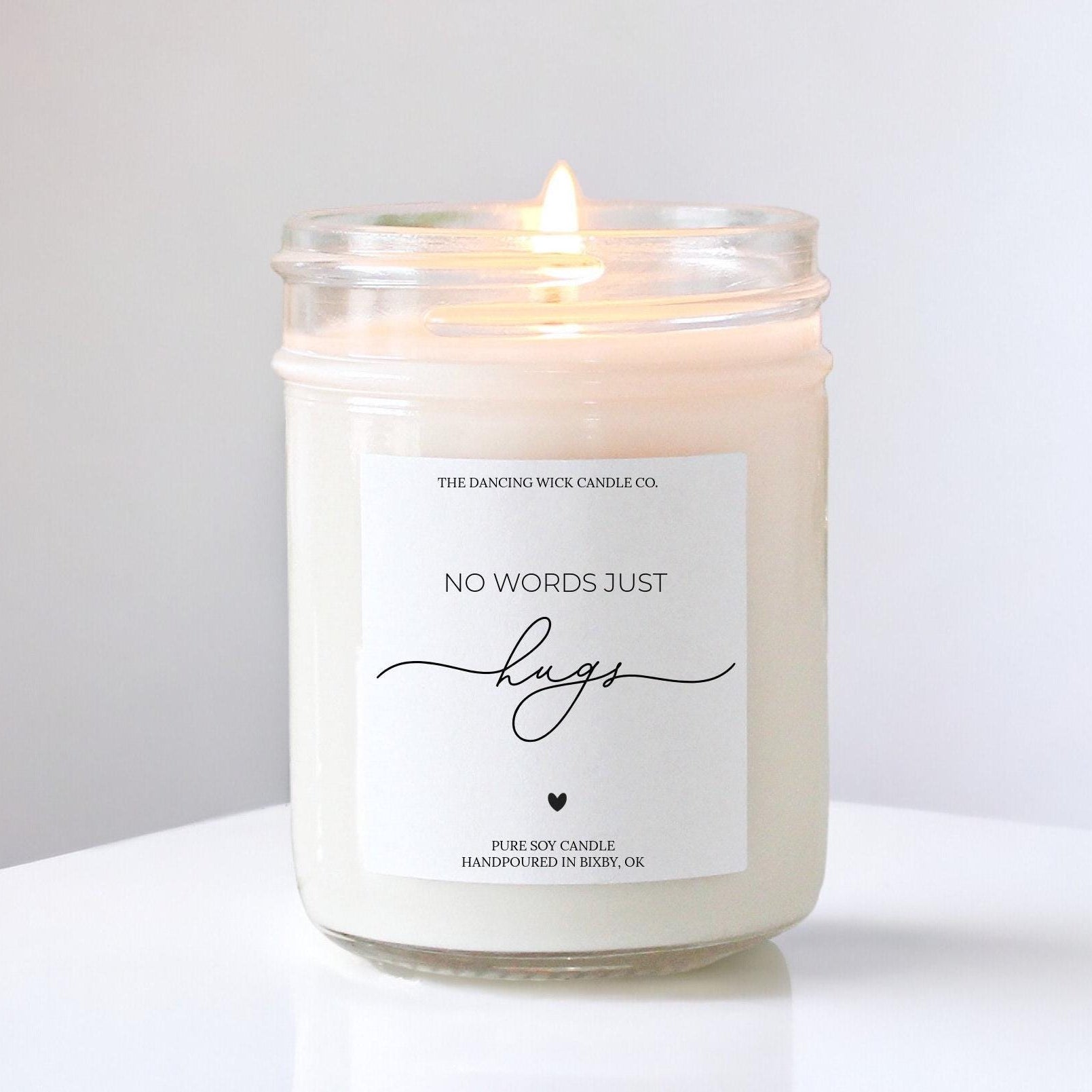 No words just hugs candle / Personalized Soy Candle / Thinking of you gifts / Gift for friend Get Well Soon Sympathy Sorry For Your Loss