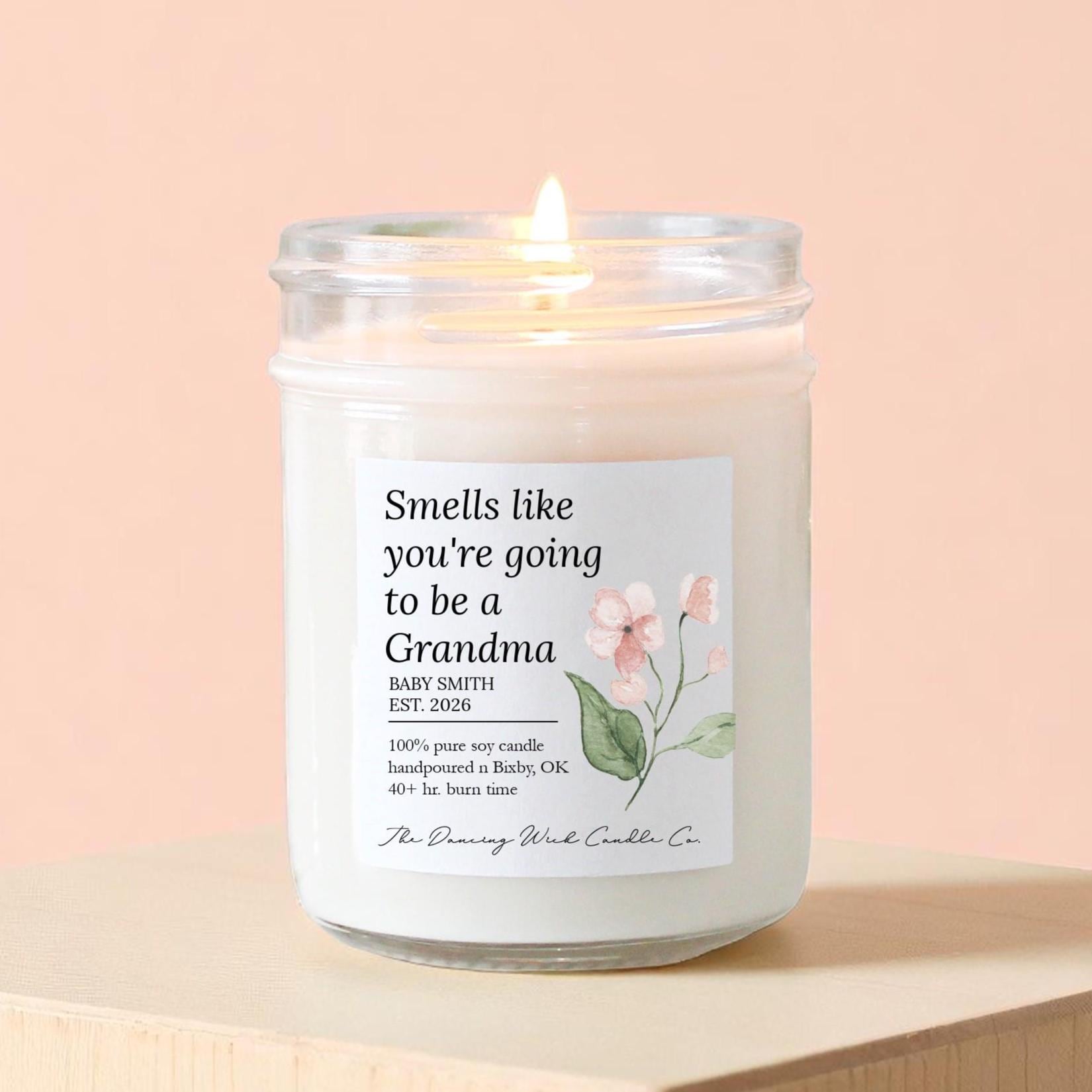 You're Going to Be a Grandma Candle – Pregnancy Announcement Gift, Personalized Candle for Grandma, Baby Reveal, New Grandparent Gift