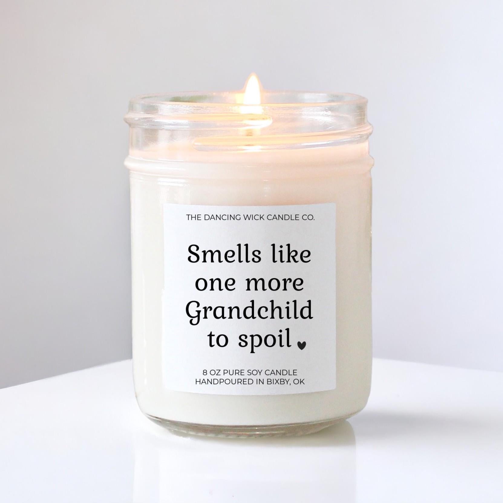 Grandparent Again Announcement Gift / Smells Like One More Grandchild to Spoil Candle / Pregnancy Announcement, Baby Reveal 2nd Pregnancy