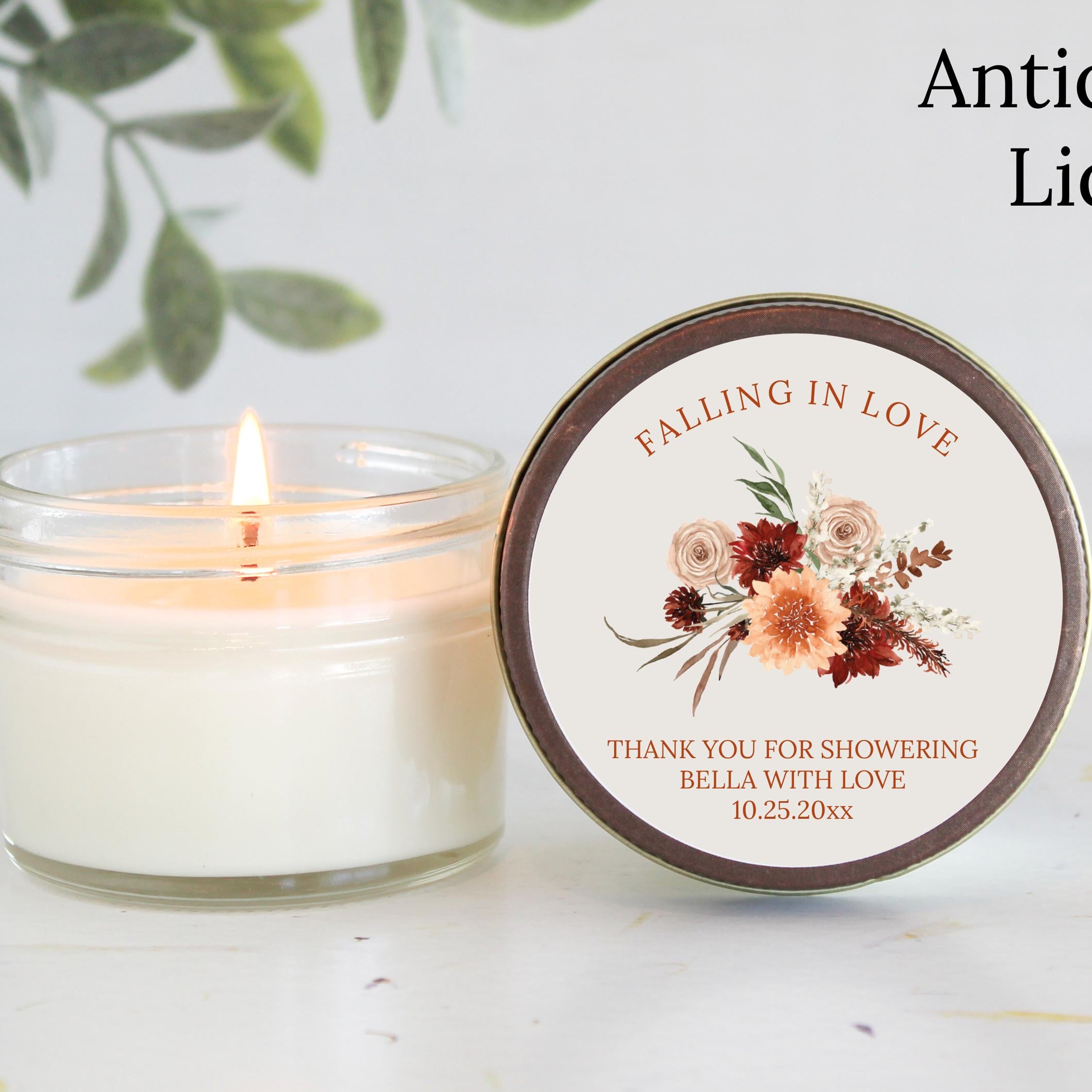 Autumn Wildflower Bridal Shower Favors / 4 oz. Soy Candle / Wedding Favor / Fall Boho Floral Rust Terracotta Burgundy – Falling in love