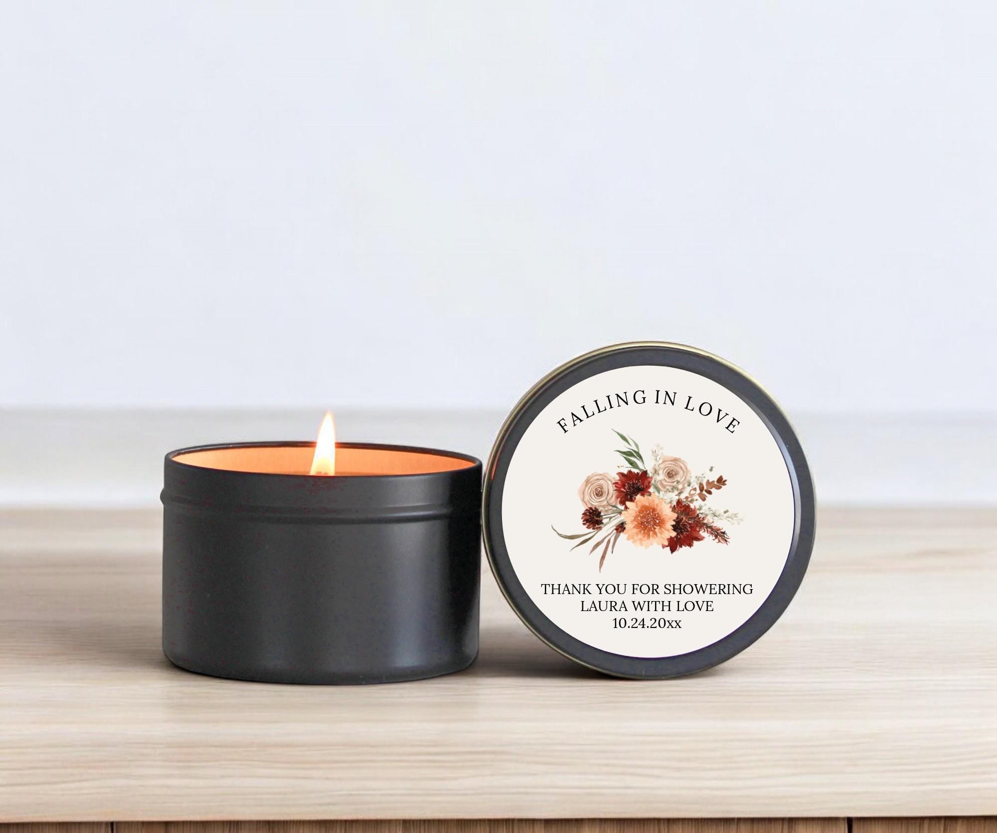 Falling in Love Wedding Favors / Set of 10 Candle Tina / Bulk for Guests / Boho Terracotta Floral Candle Favors Personalized Fall Floral