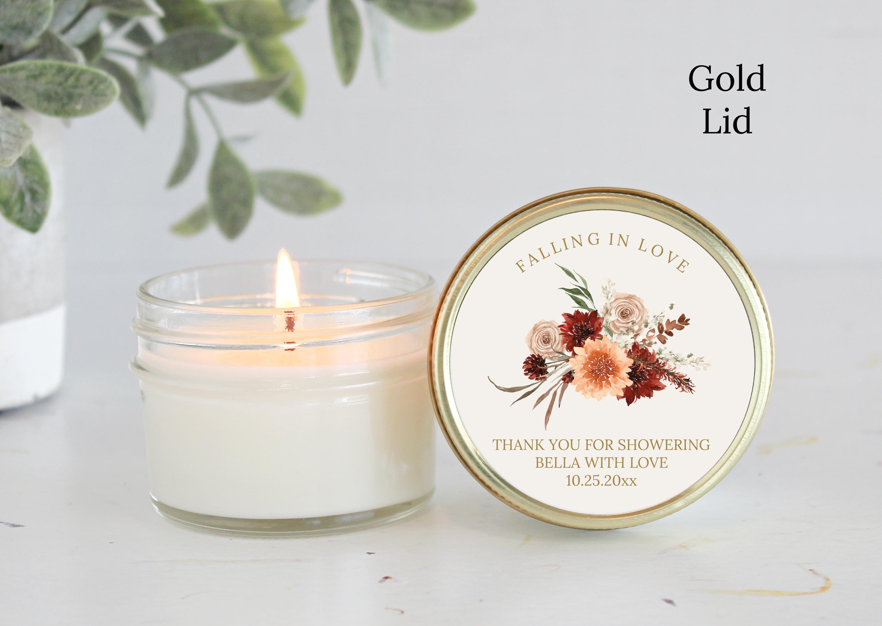 Autumn Wildflower Bridal Shower Favors / 4 oz. Soy Candle / Wedding Favor / Fall Boho Floral Rust Terracotta Burgundy – Falling in love